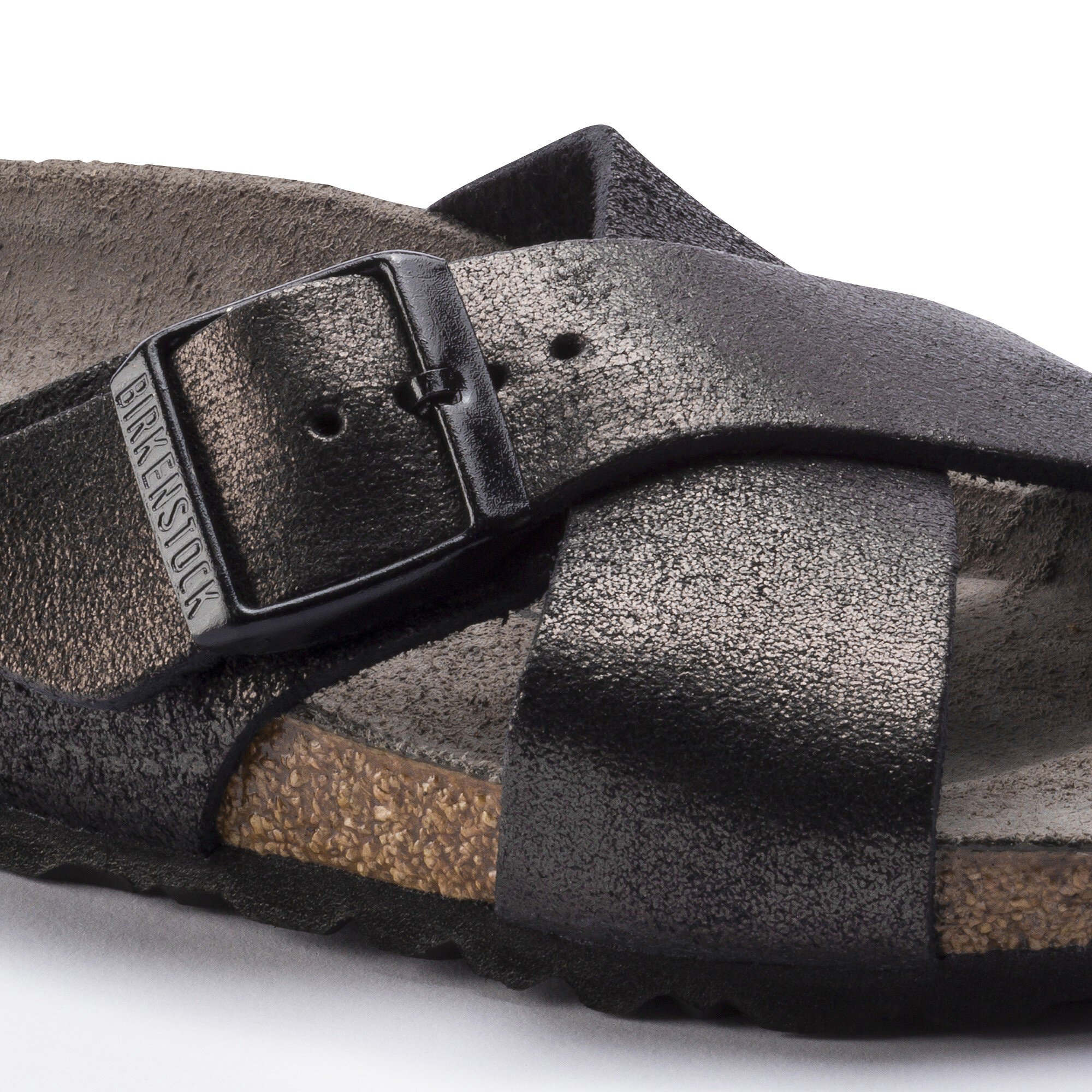 birkenstock washed metallic black