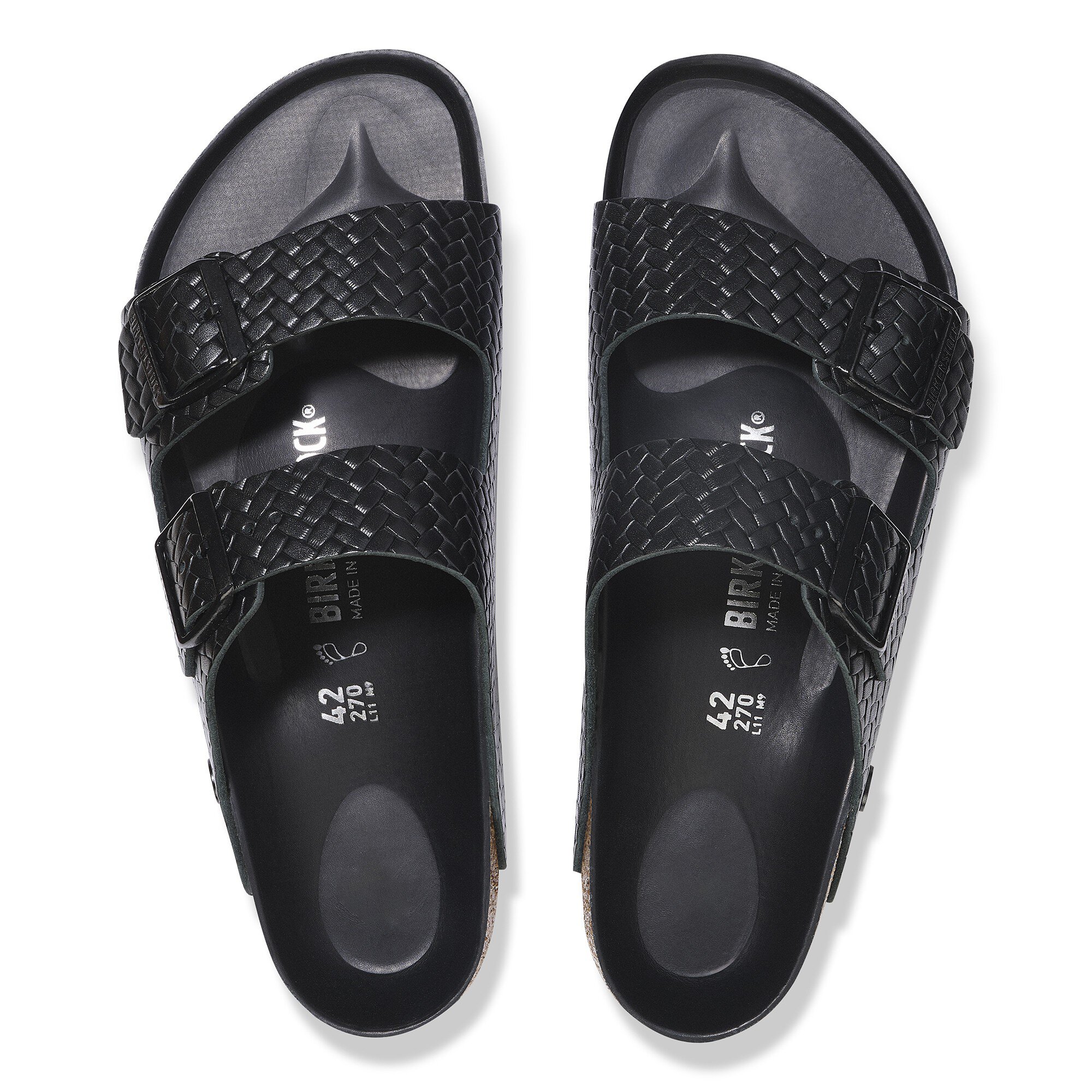 Arizona Leather Woven Embossed Black | BIRKENSTOCK
