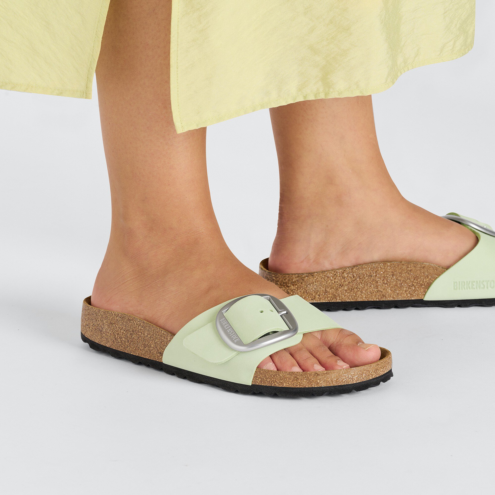 Madrid Big Buckle Nubuck Leather Faded Lime | BIRKENSTOCK