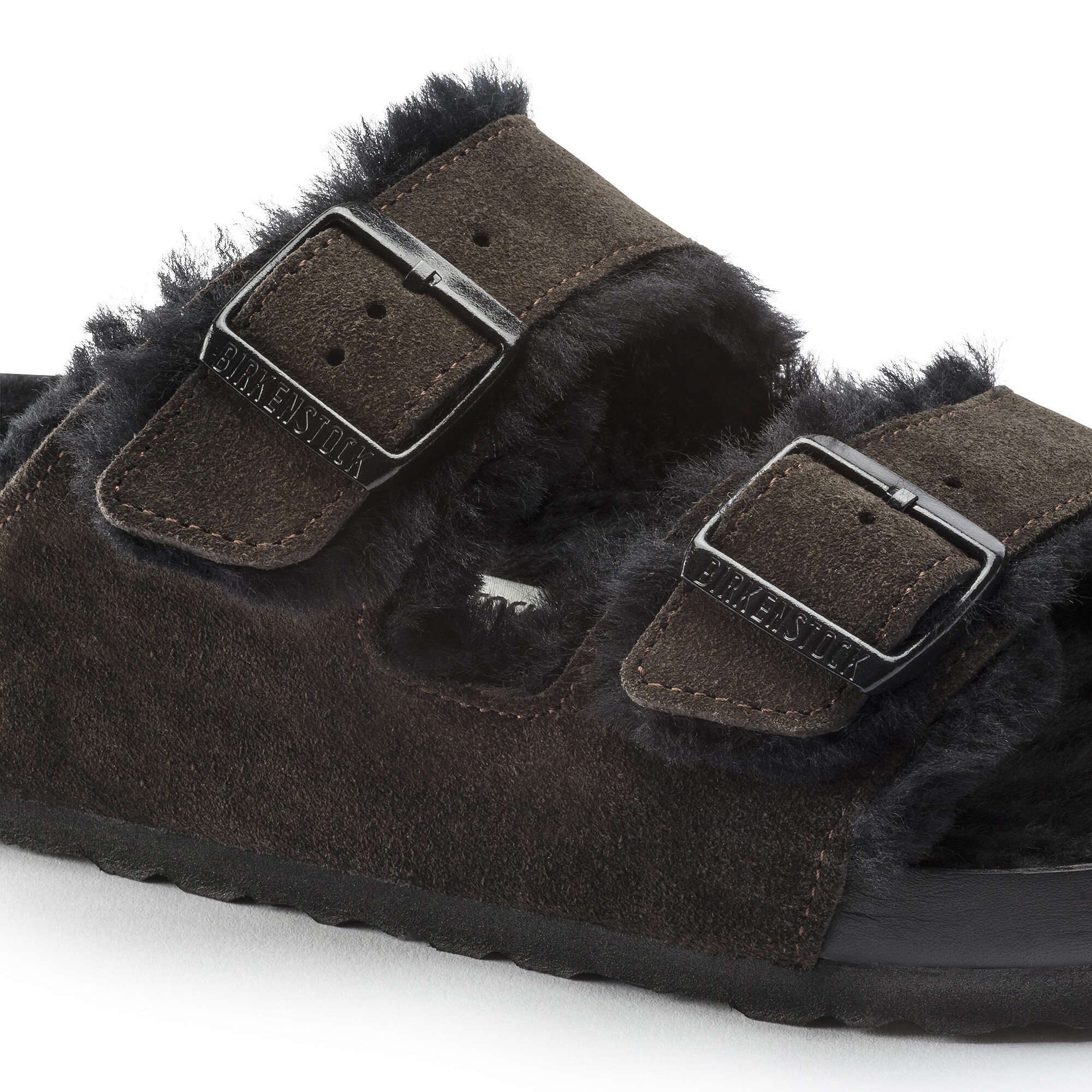 birkenstock arizona shearling black