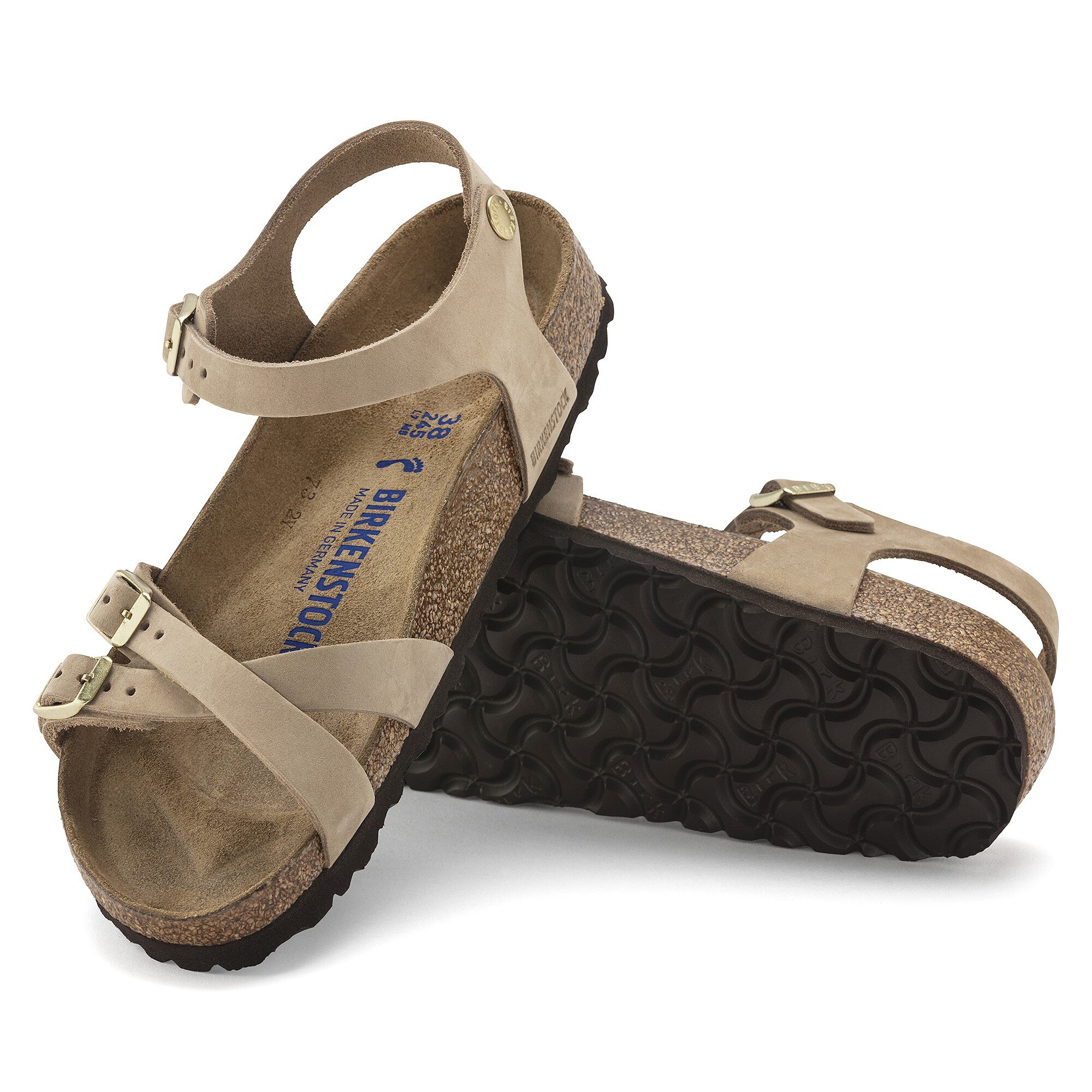 Birkenstock Kumba Soft Footbed Nubuck Leather Sandcastle with An Ankle Strap