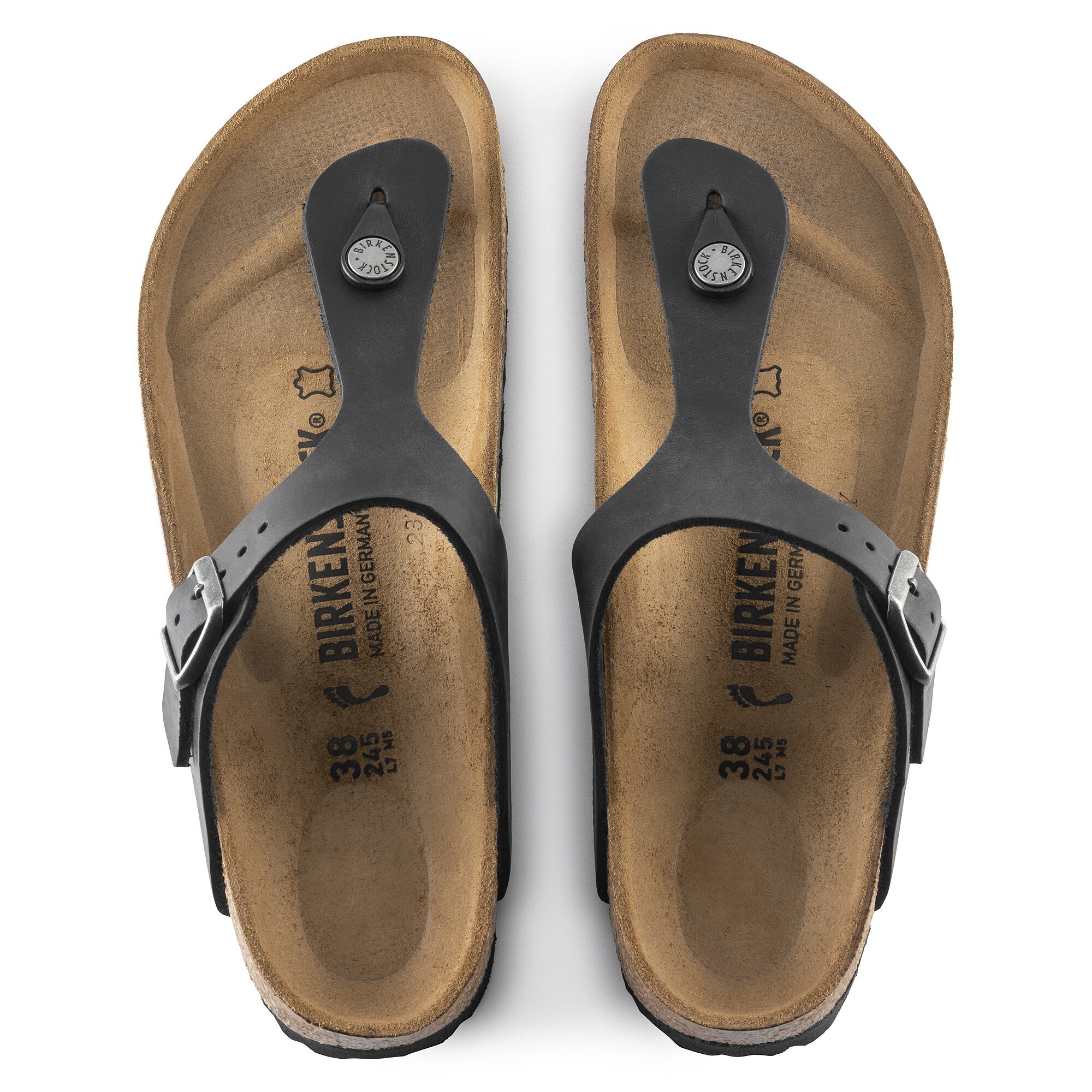 Gizeh Natural Leather Oiled Black | BIRKENSTOCK