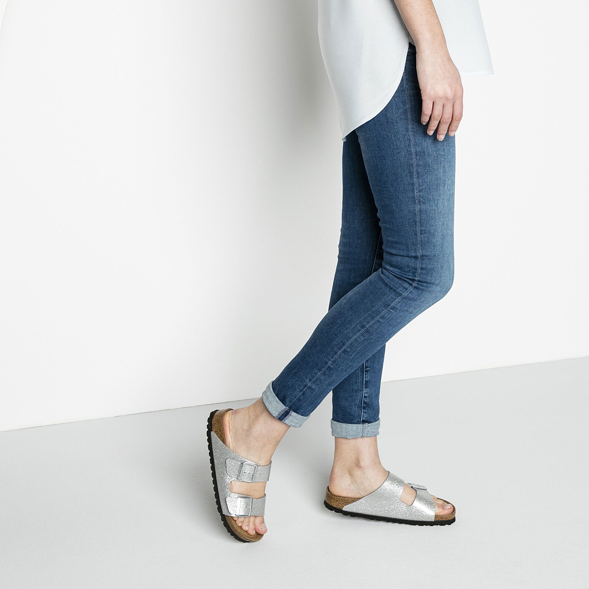 silver birkenstocks arizona