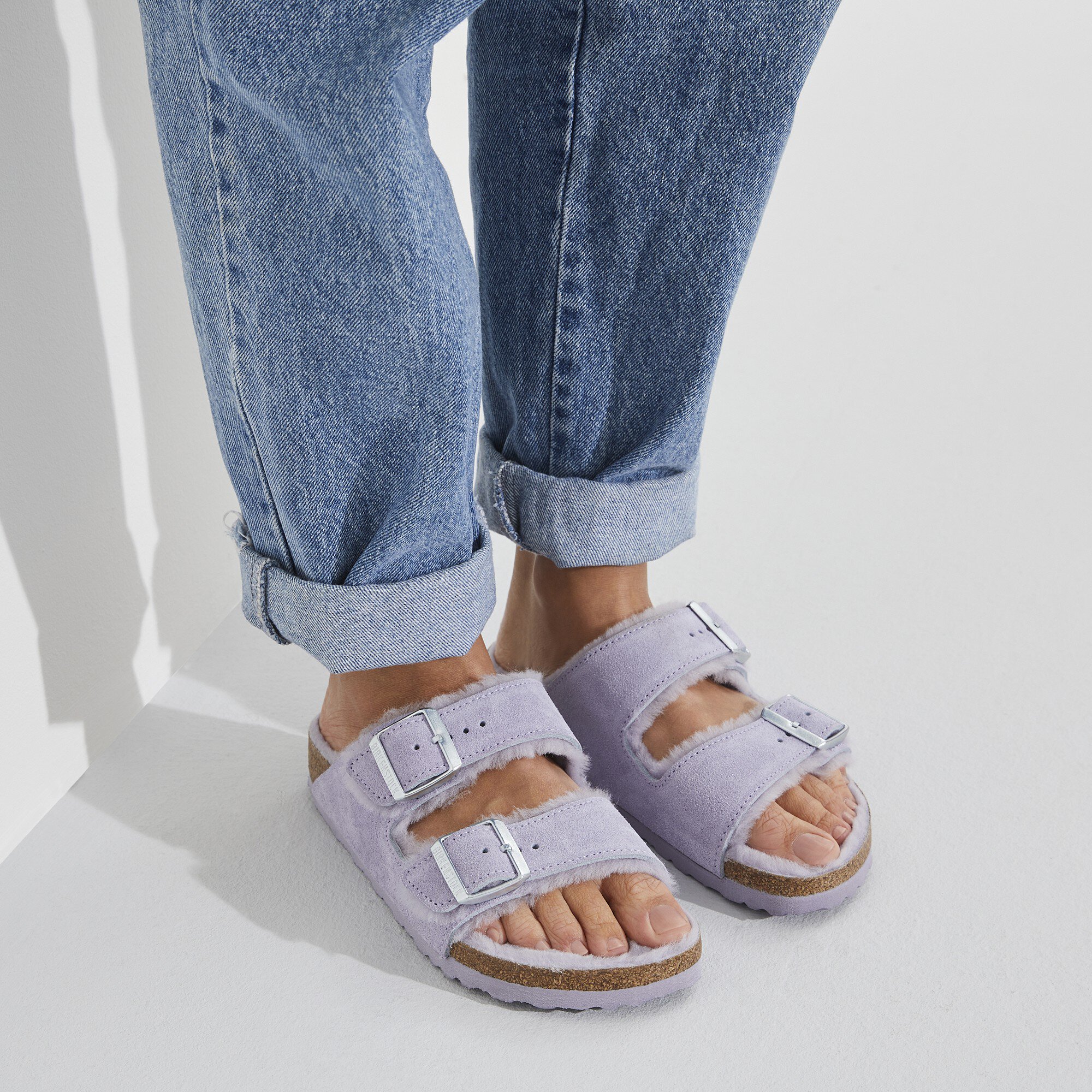 Vanvid sikkerhed bakke Arizona Shearling Suede Leather Purple Fog | BIRKENSTOCK