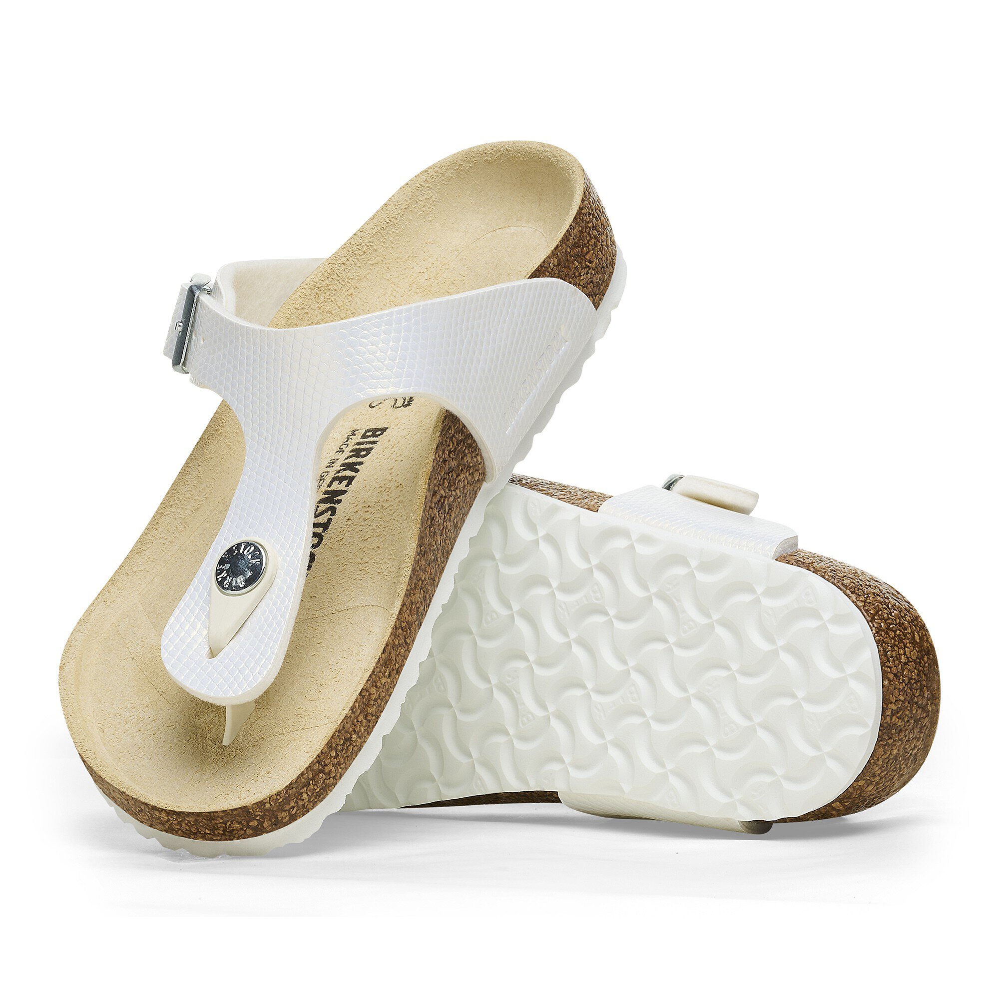 Gizeh Kids BS Birko-Flor Embossed Shiny White | BIRKENSTOCK