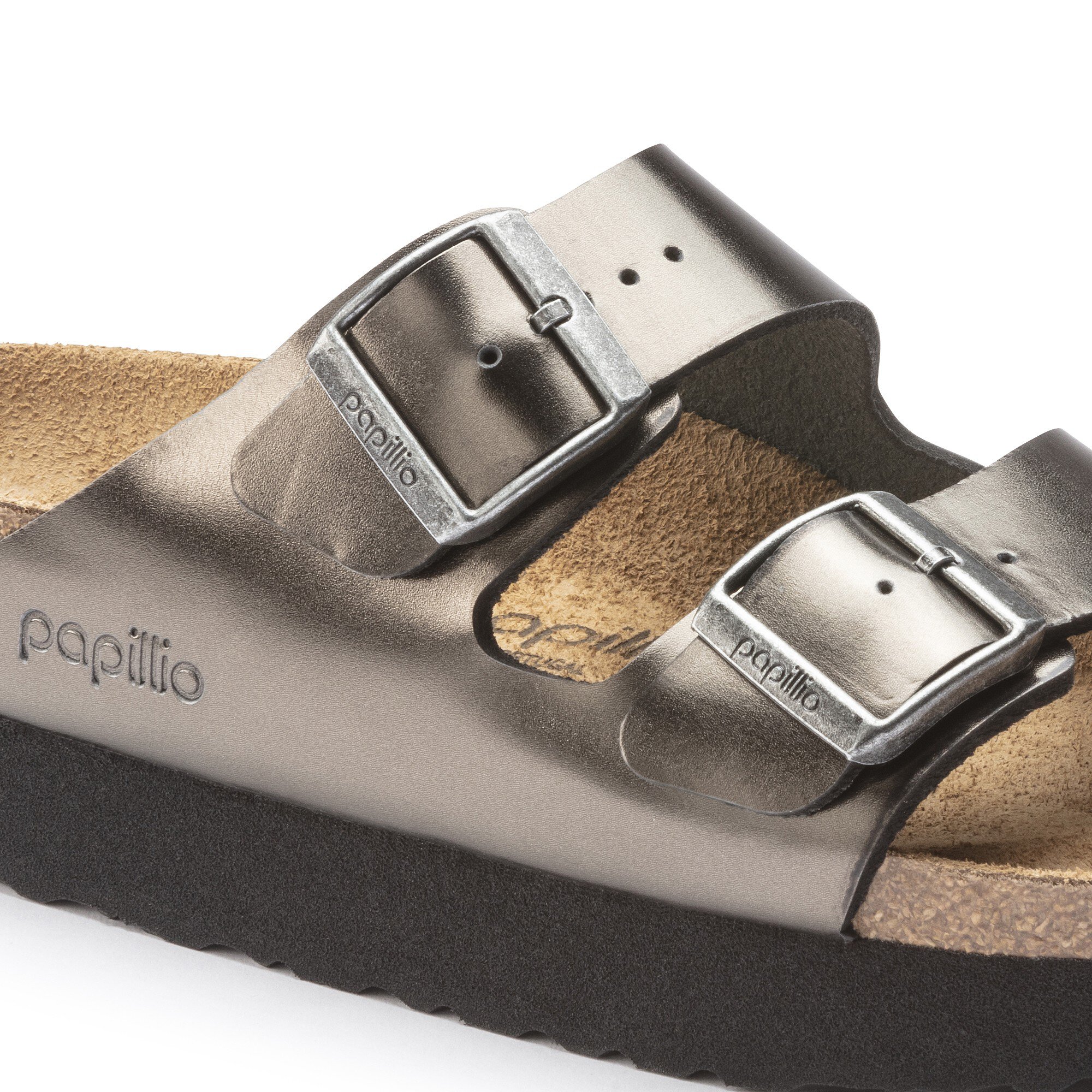 stap Donder Ongeautoriseerd Arizona Platform Leather Metallic Anthracite | BIRKENSTOCK