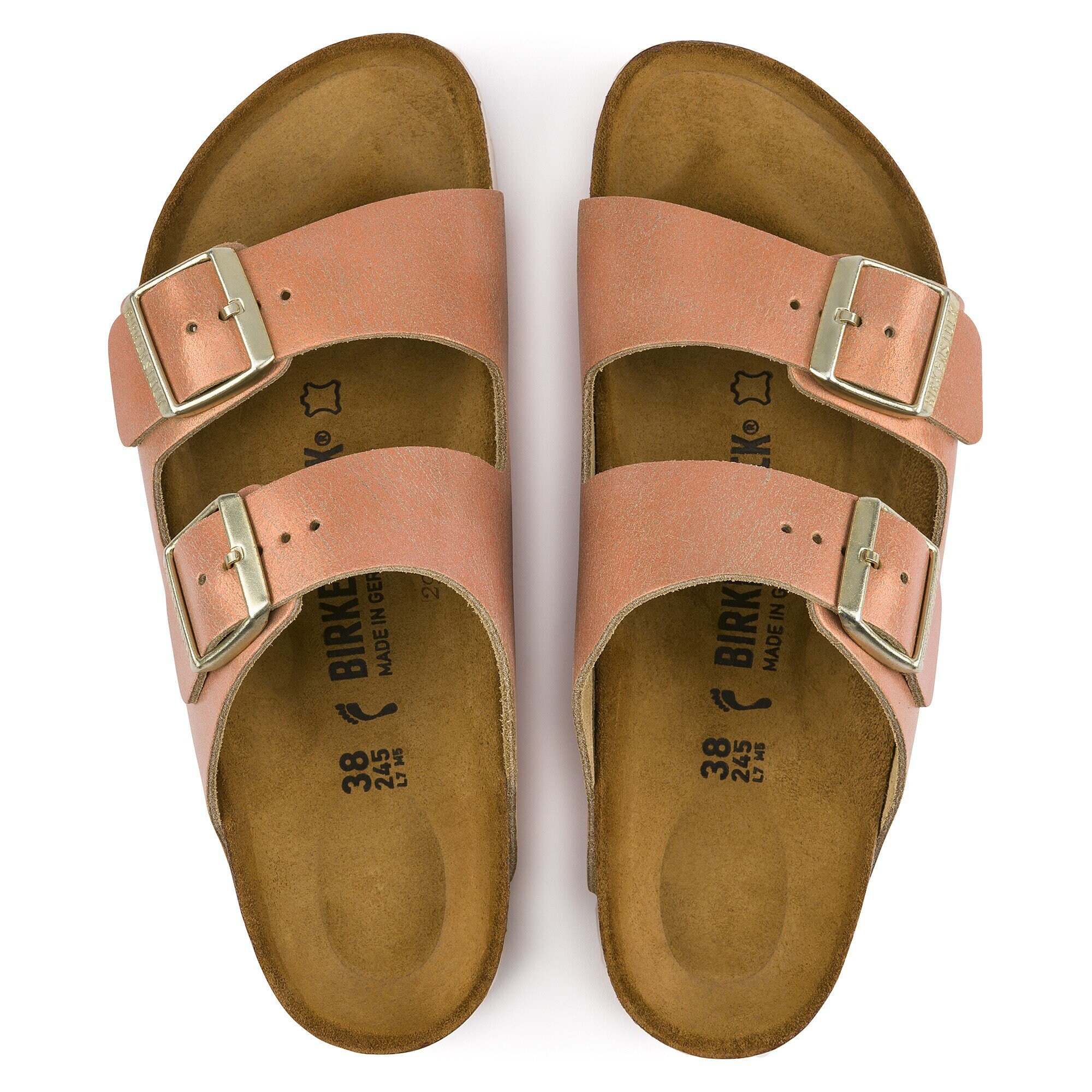 birkenstock arizona washed metallic antique copper