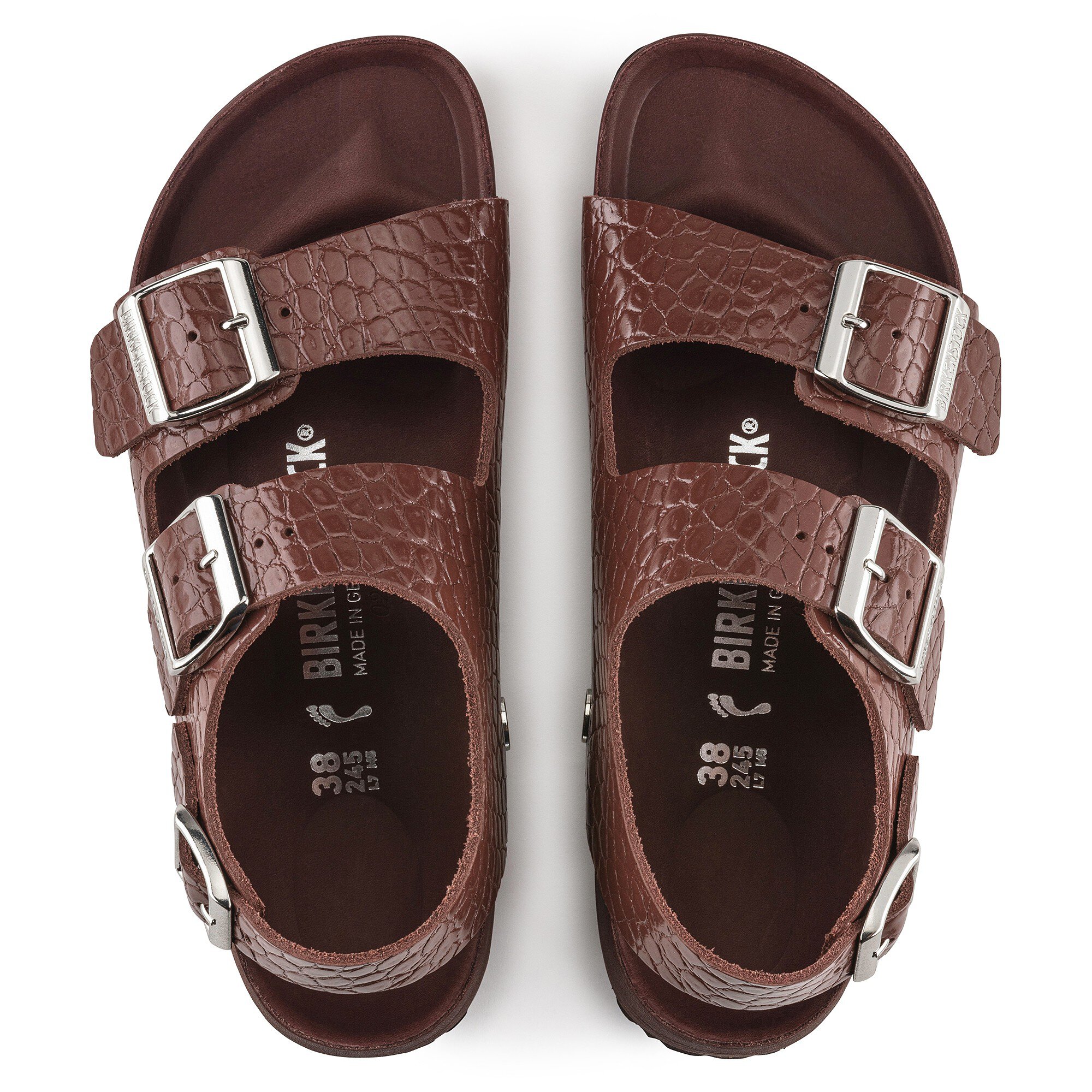Milano Rivet Logo Embossed Natural Leather Chocolate | BIRKENSTOCK