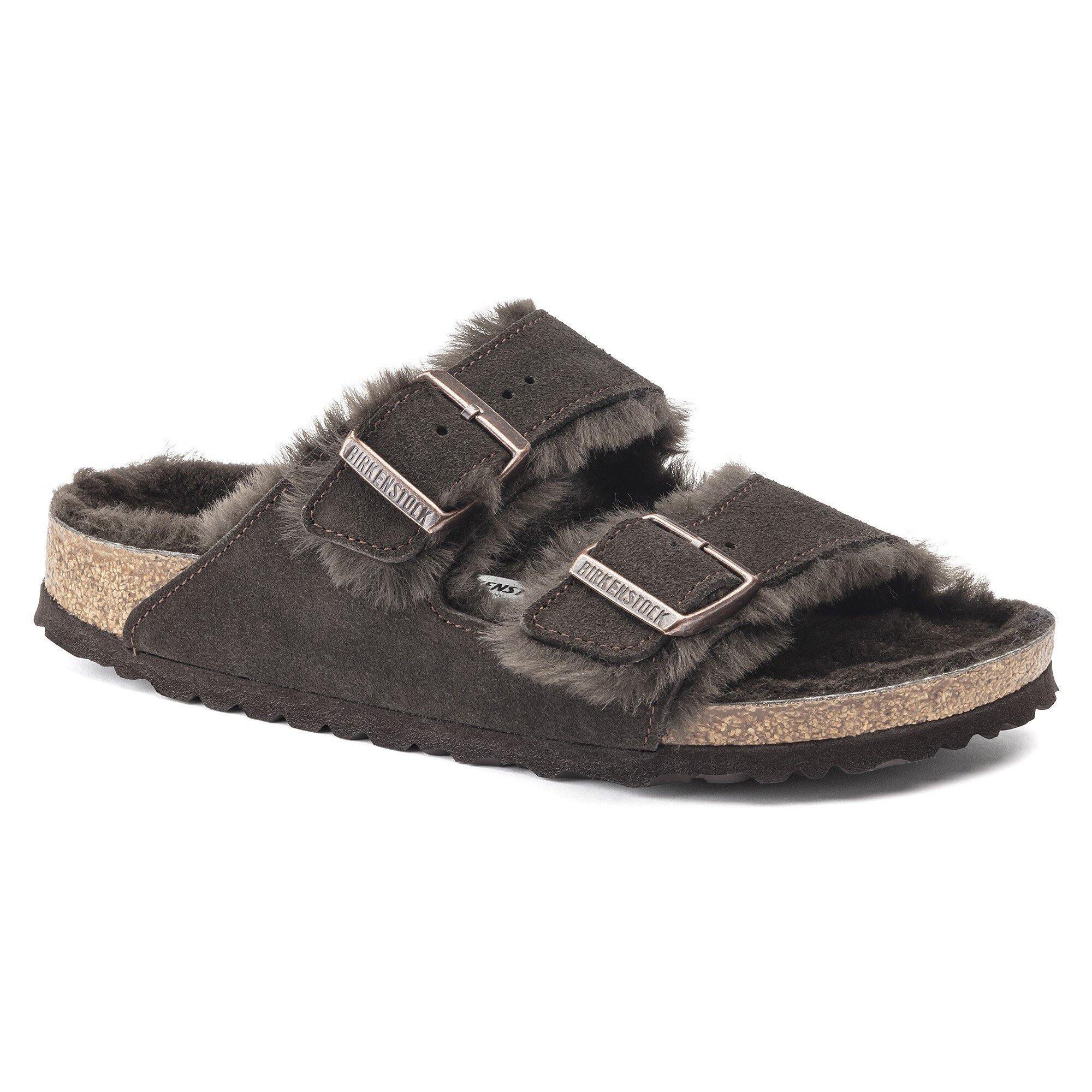 Birkenstock Arizona Fur Mocca Shearling Shearling Sheath Nubuk Brown Normal  Widt