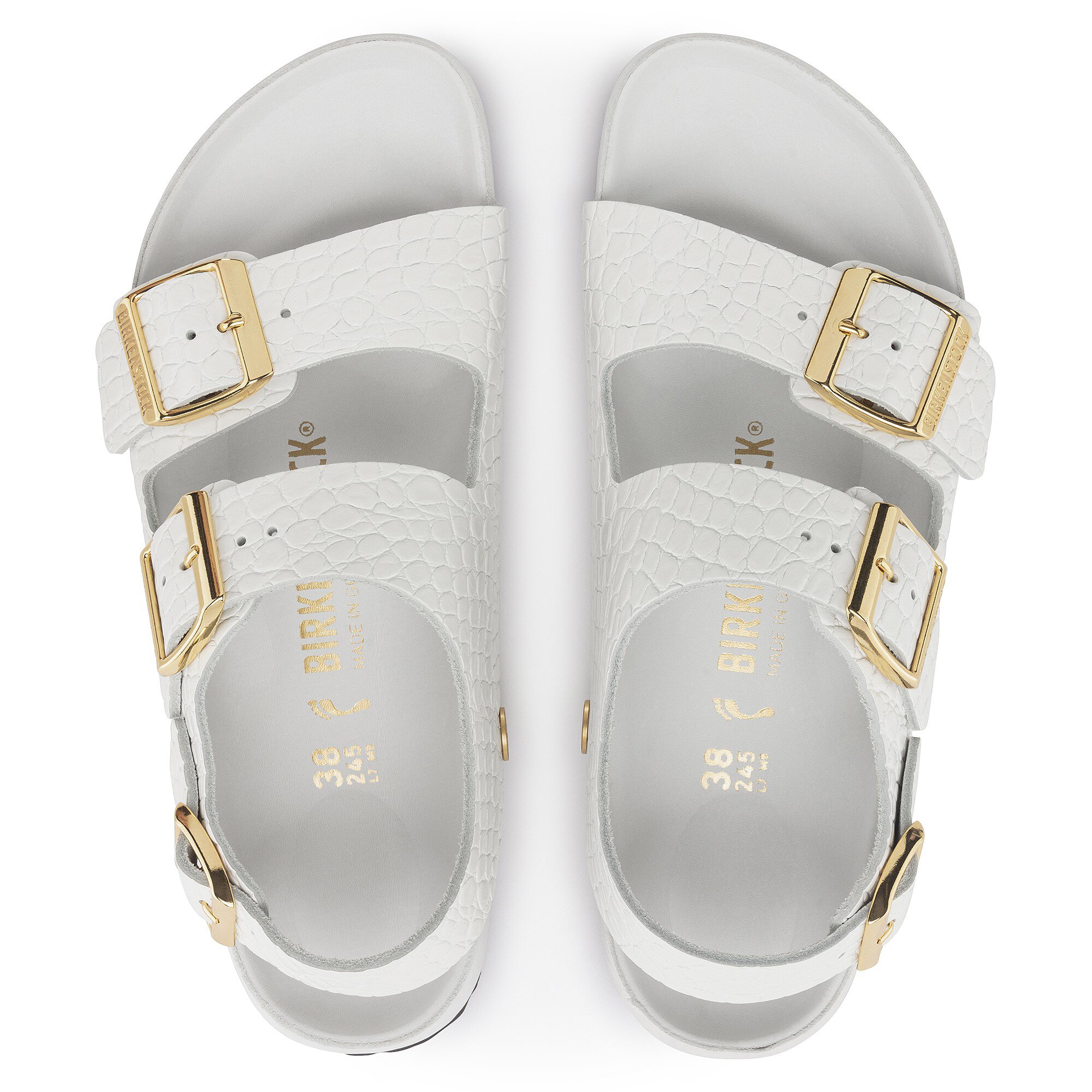 Milano Rivet Logo Embossed Natural Leather Emboss white | BIRKENSTOCK