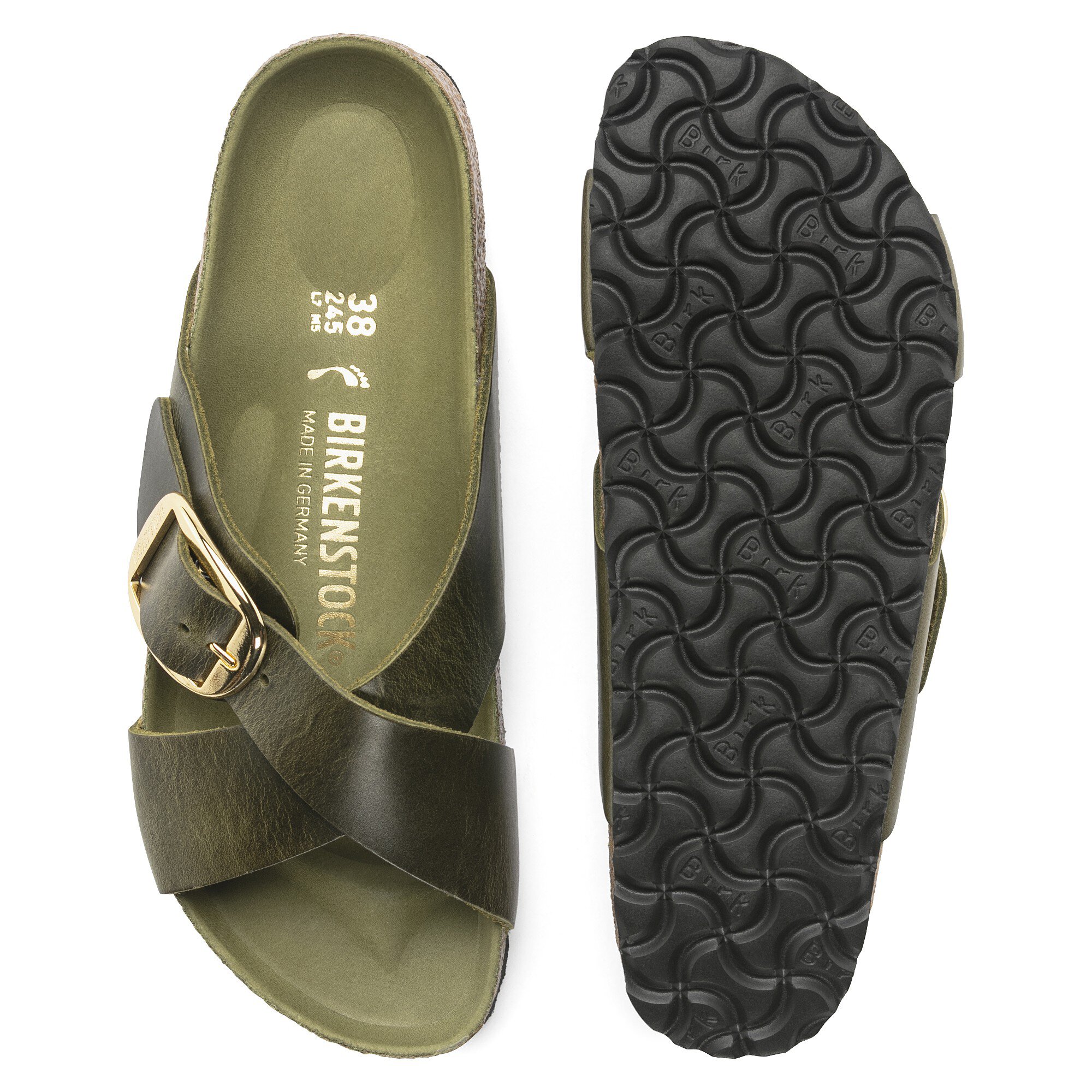 siena washed metallic big buckle birkenstock