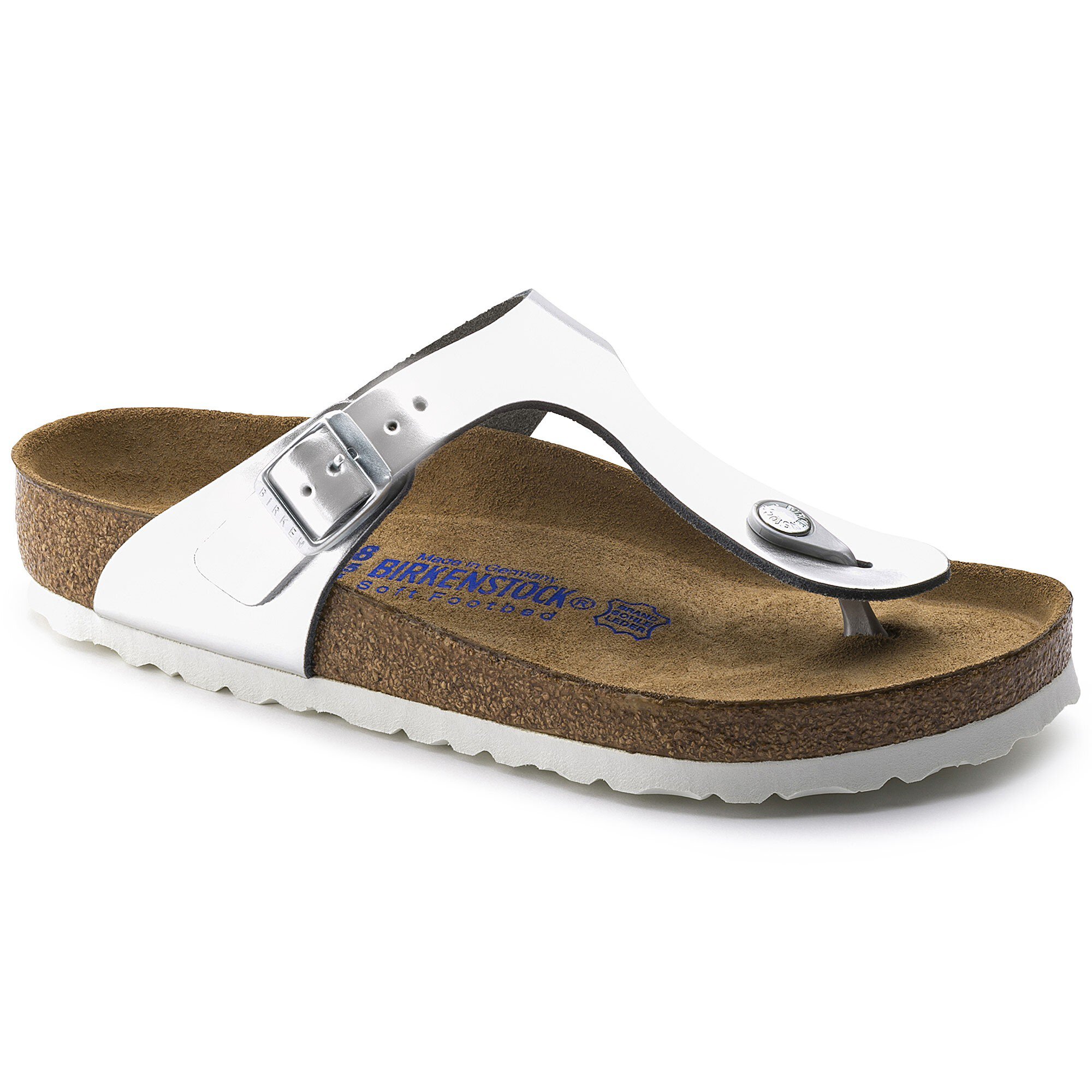 Gizeh Footbed Leather Metallic Silver BIRKENSTOCK