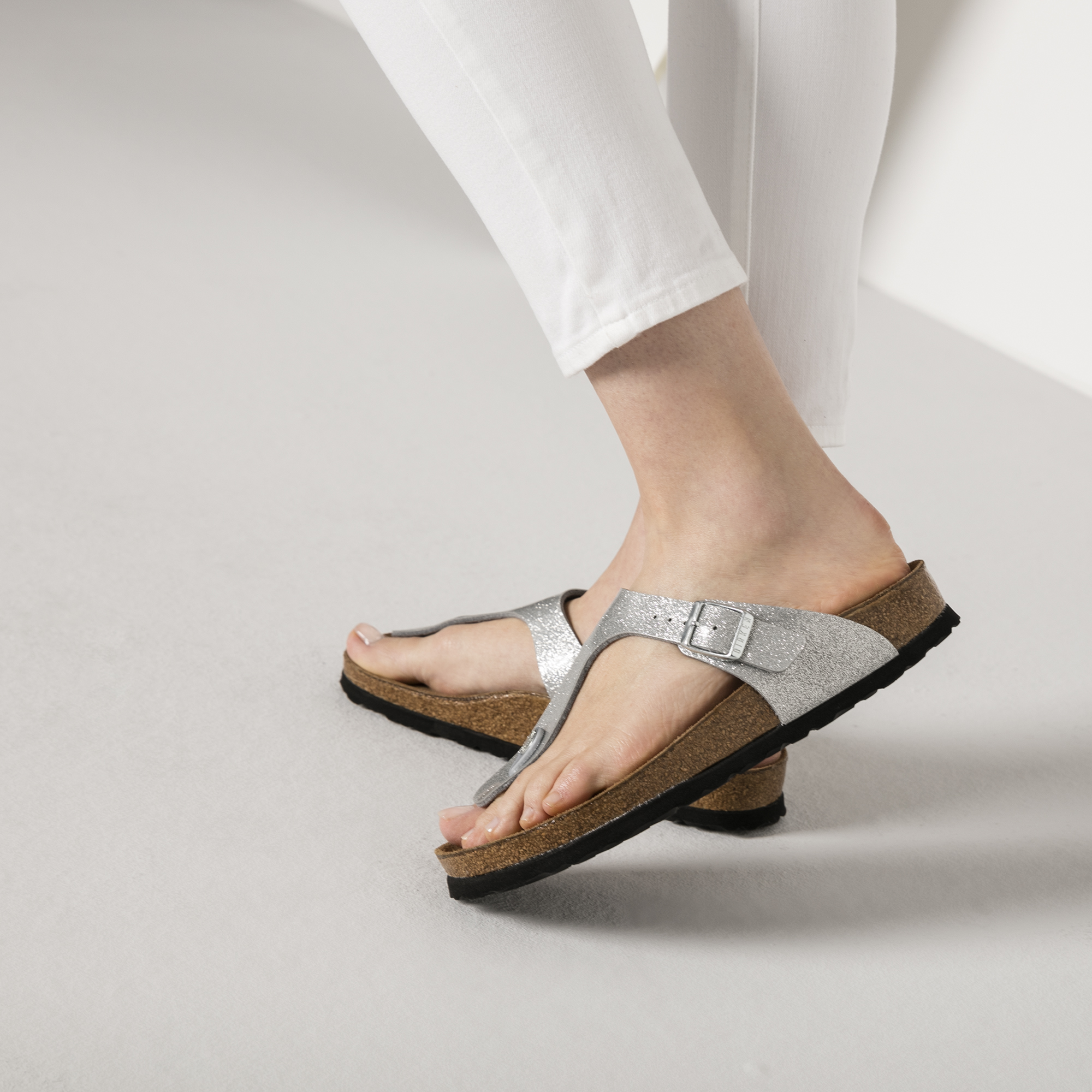 silver gizeh birkenstock sandals