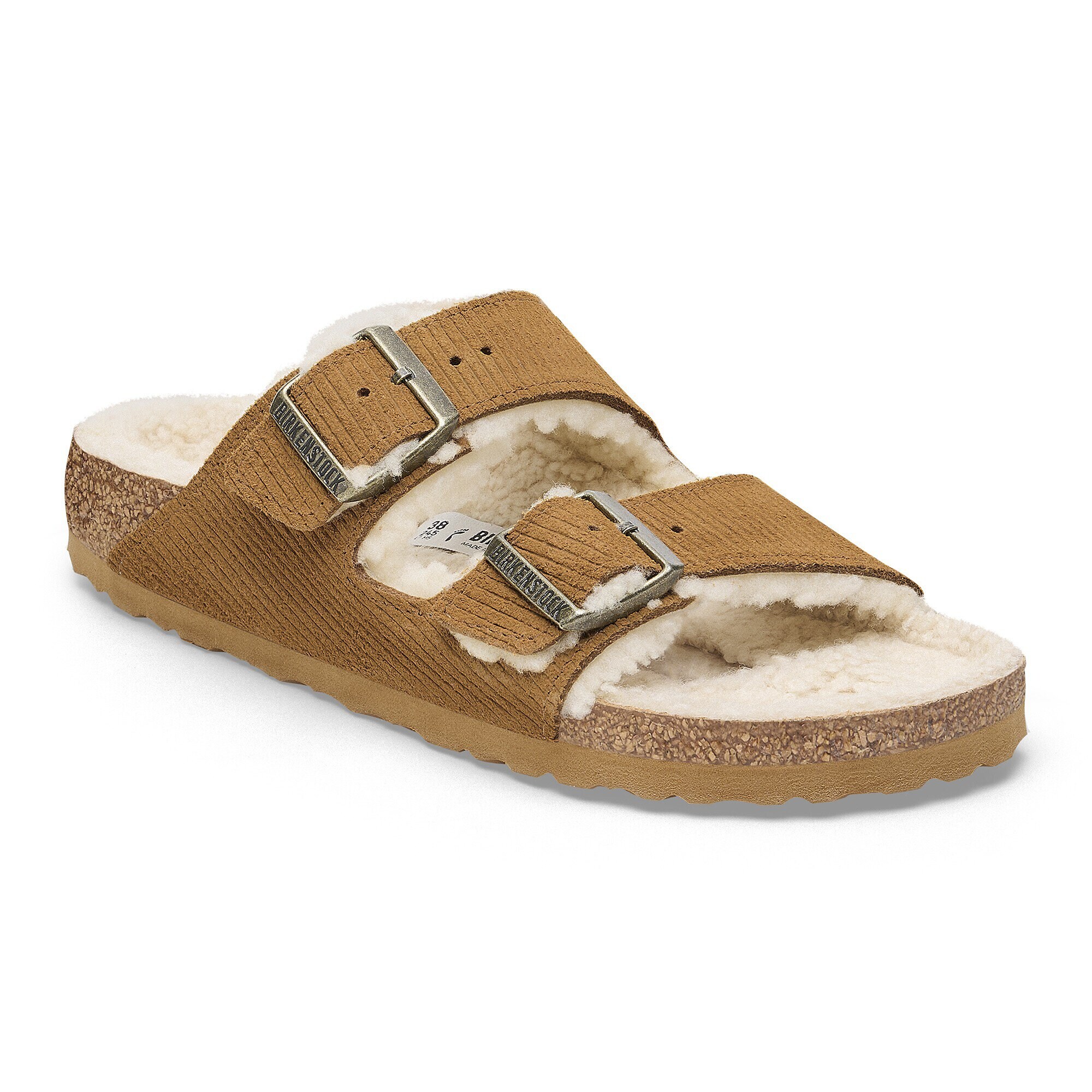 BIRKENSTOCK ブラウン スエード クロッグサンダル 待た ファー付き