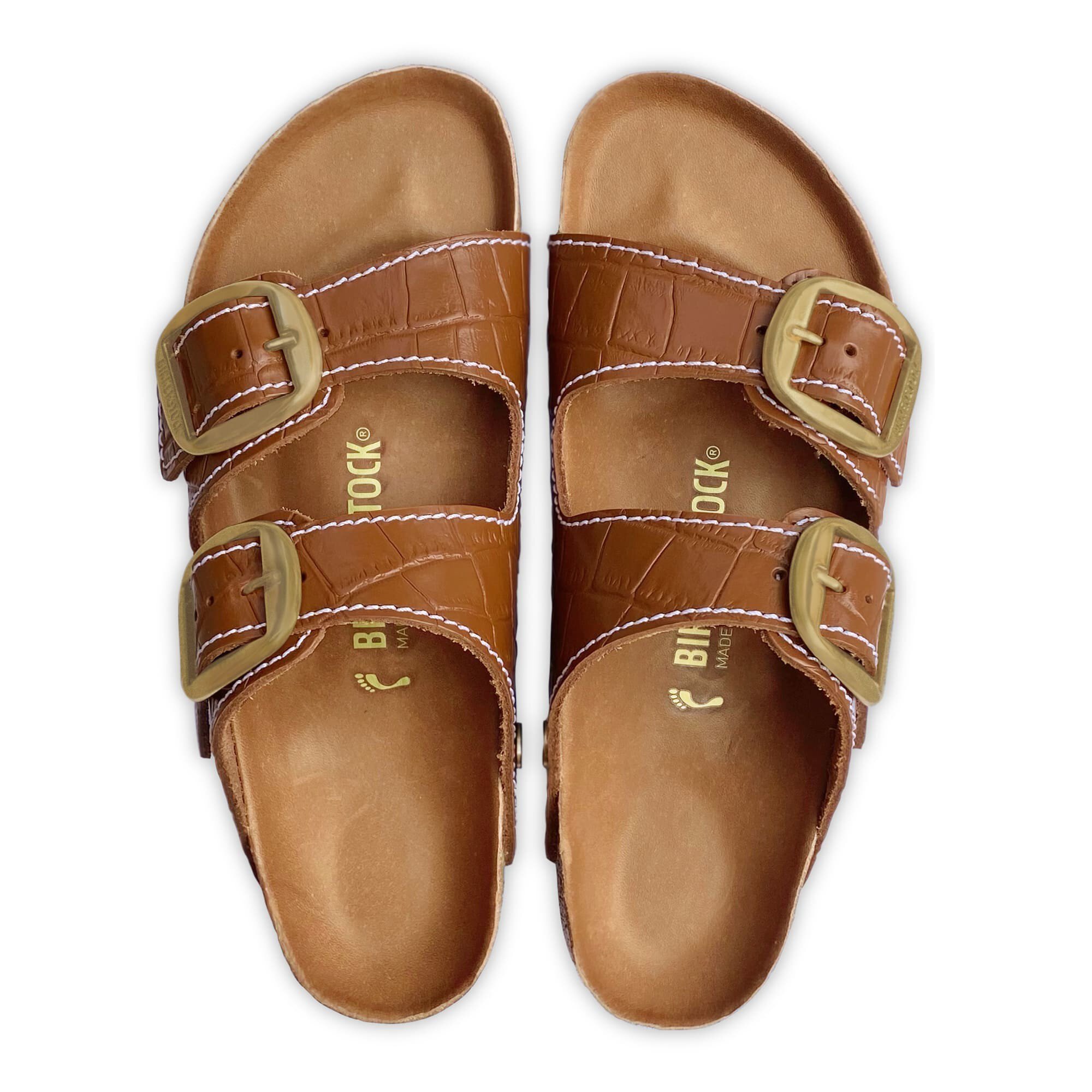 Arizona Big Buckle Embossed Leather Cognac | BIRKENSTOCK
