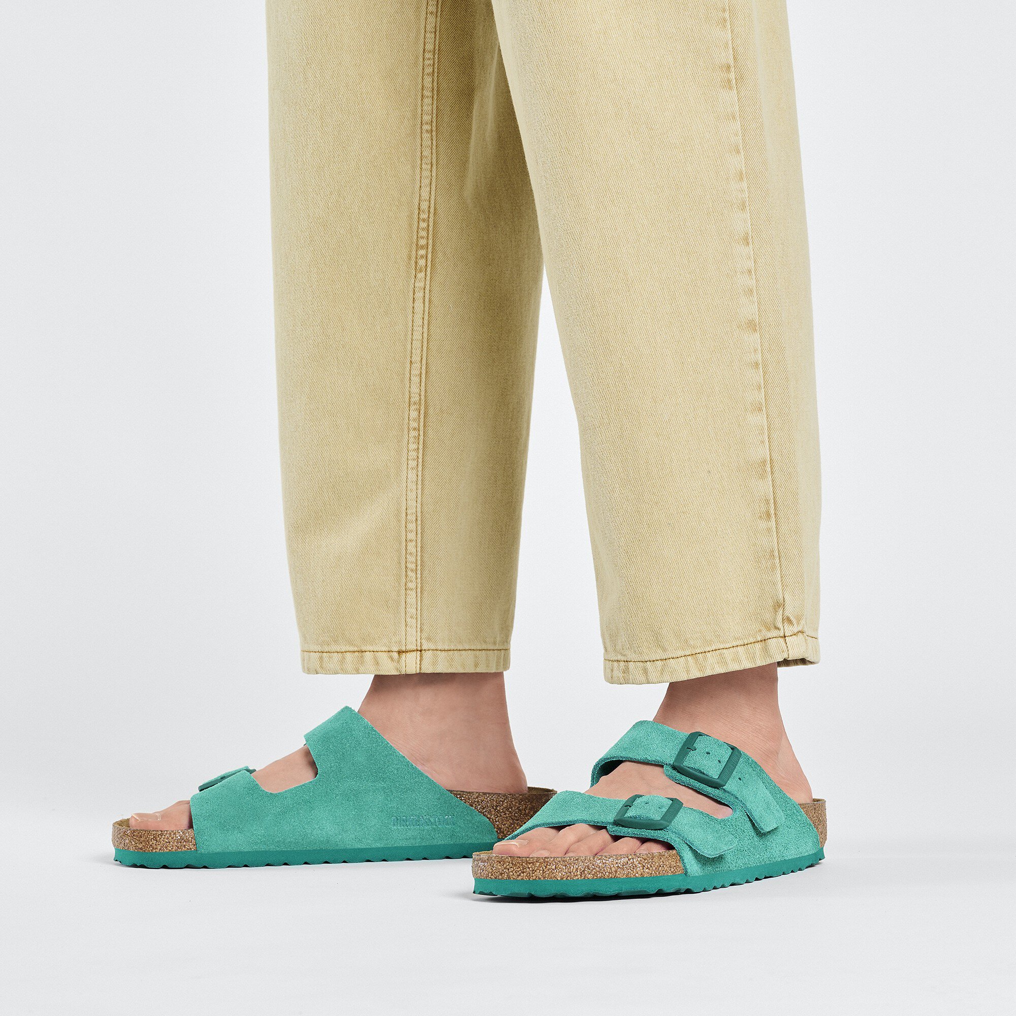 Birkenstock arizona green leather on sale