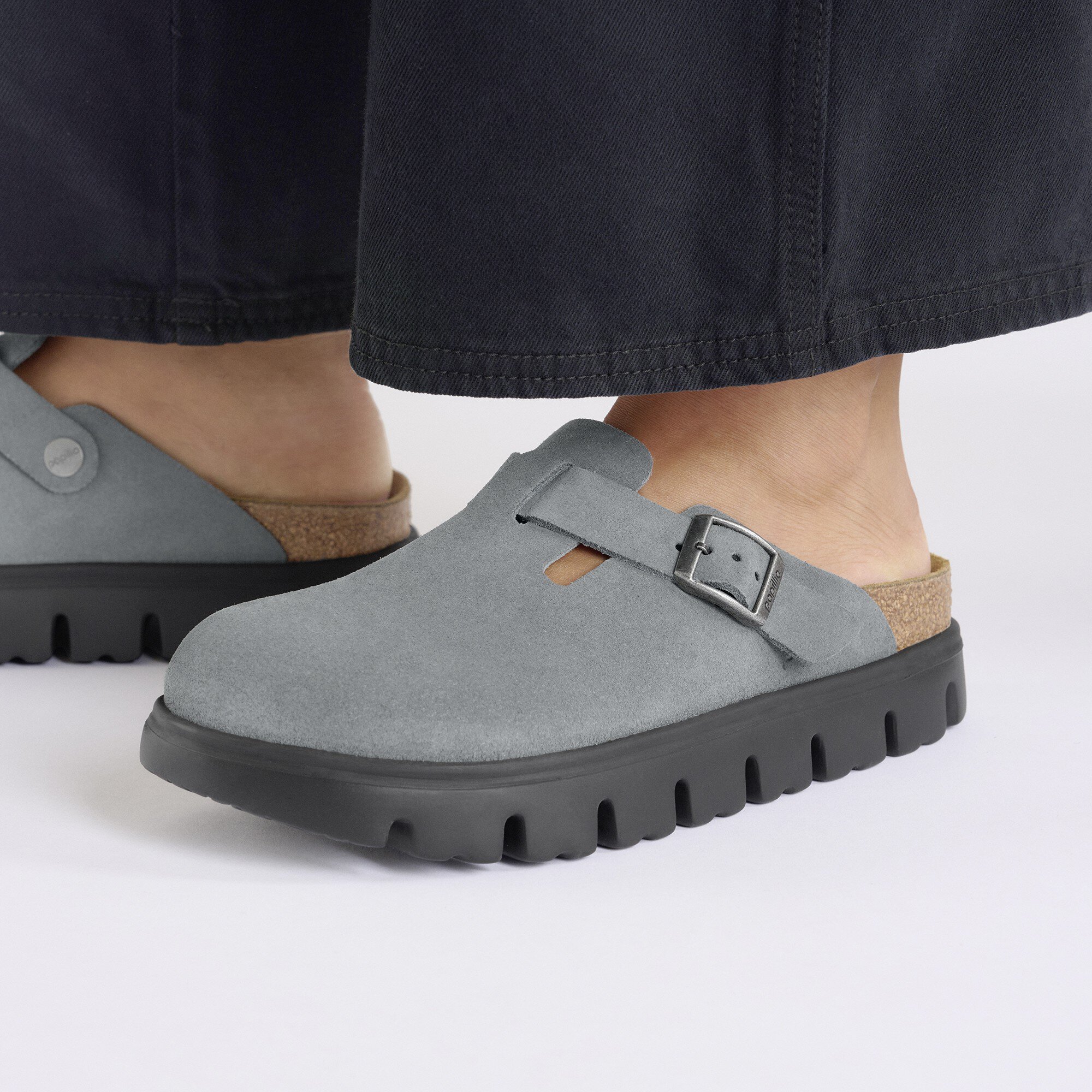 Boston Chunky Suede Leather Basalt Gray/ Black | BIRKENSTOCK