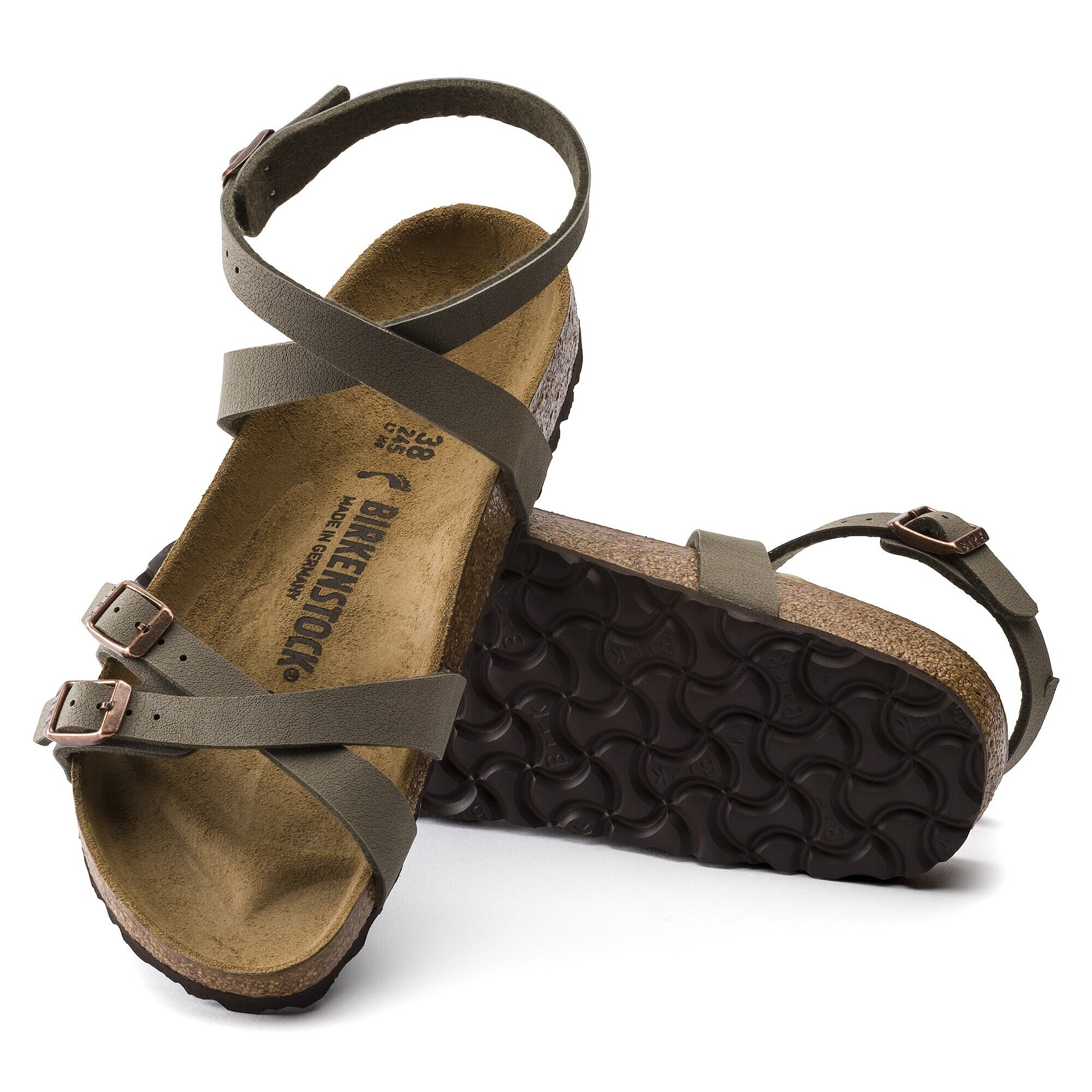 Strappy Birko-Flor Nubuck Stone | shop 