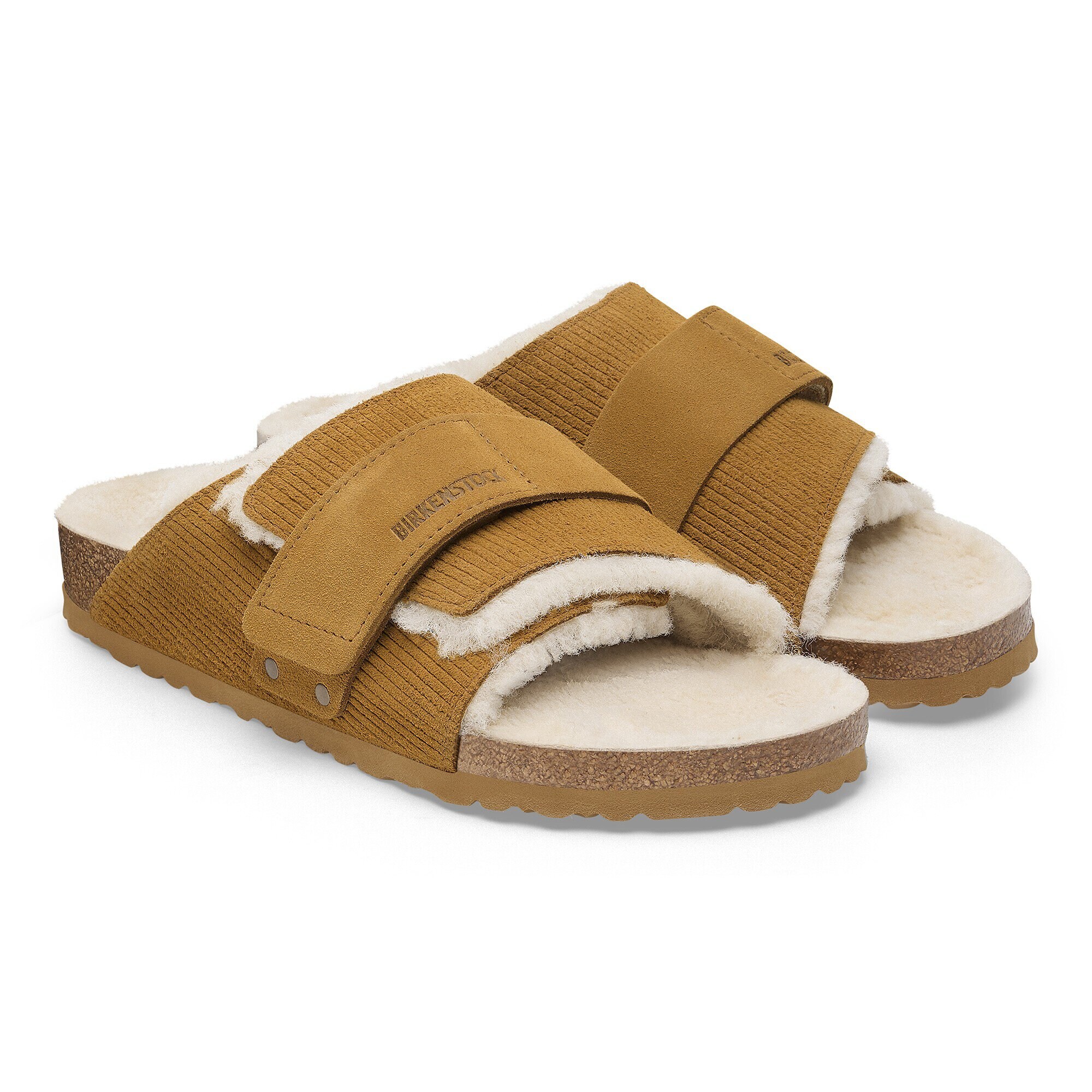 Kyoto Shearling Suede Leather-Shearling Corduroy Cork Brown