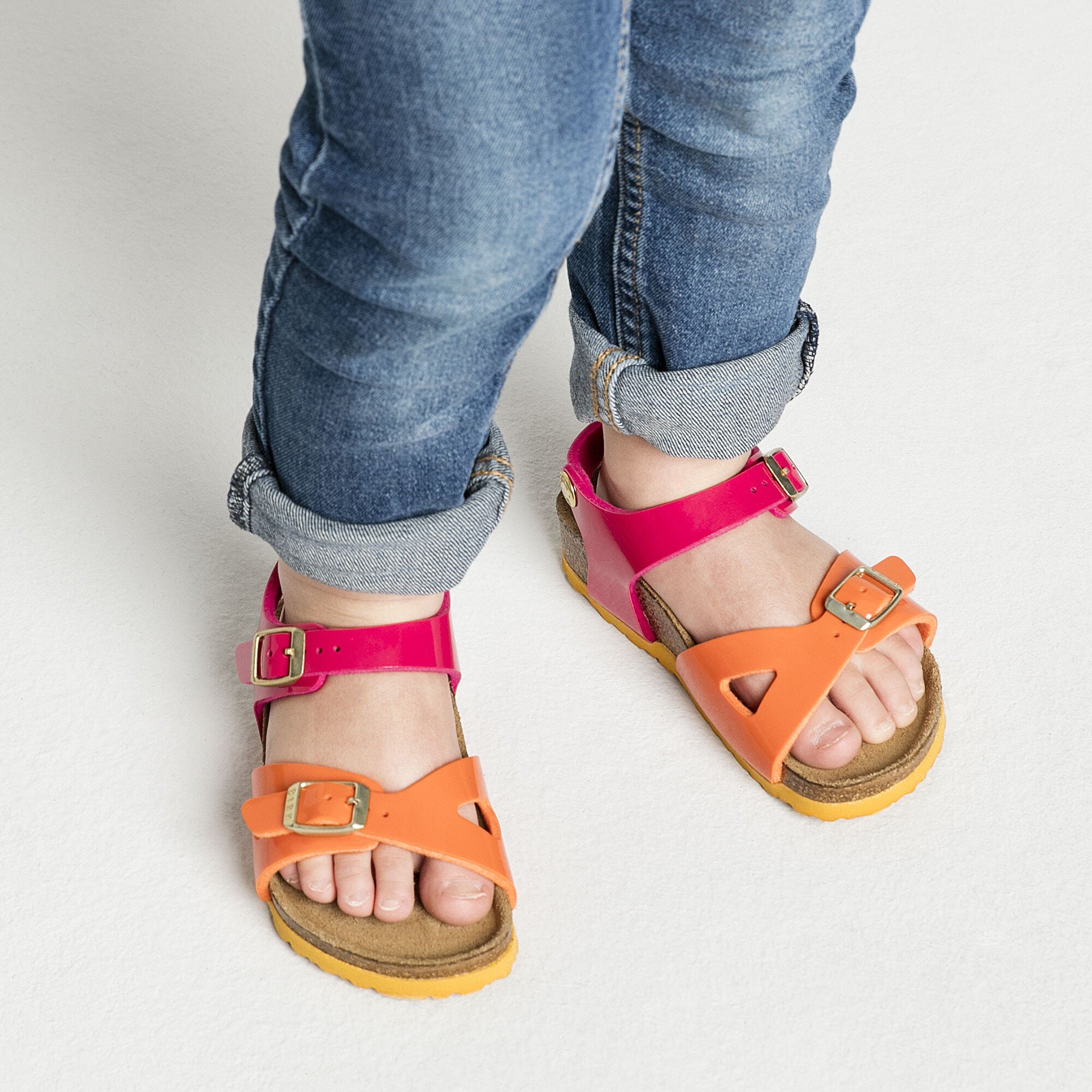 gård Metal linje Politistation Rio Kids Birko-Flor Patent Tropical Orange Pink | BIRKENSTOCK