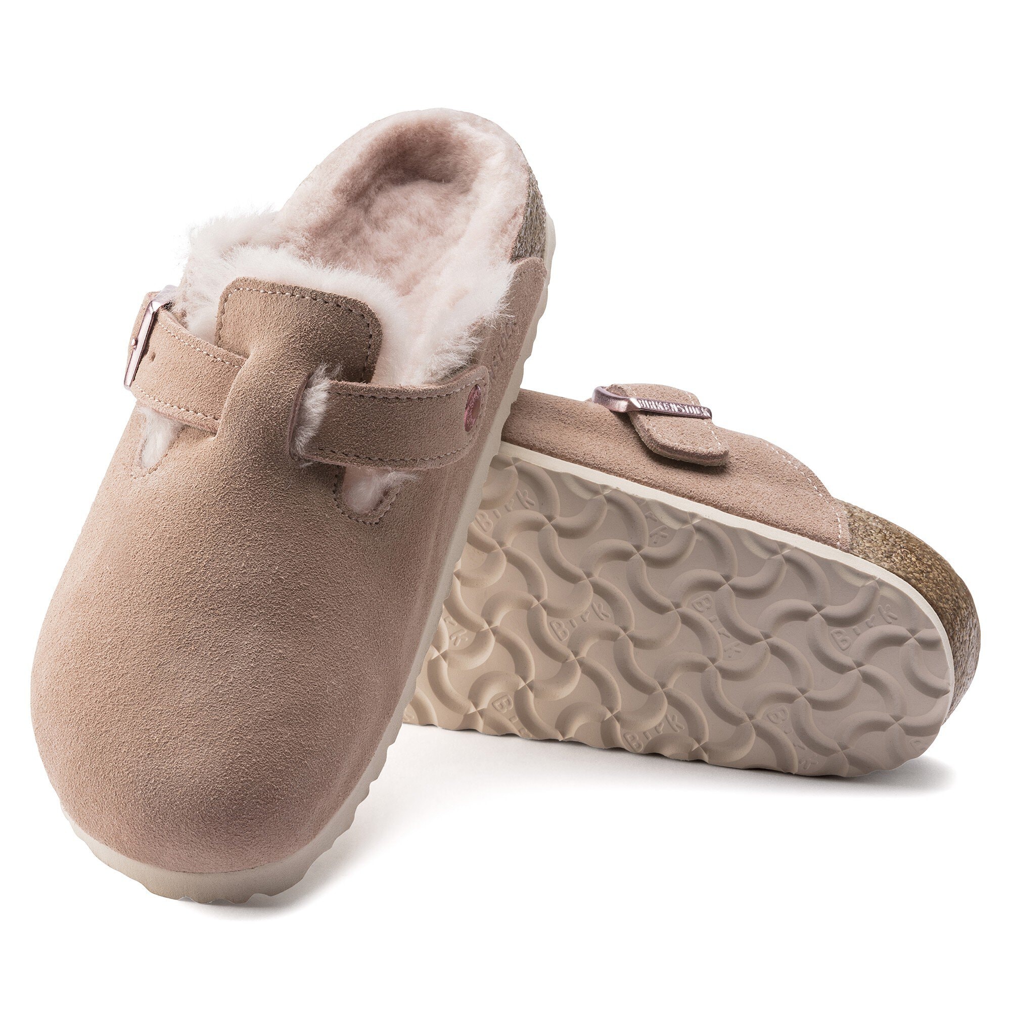 Boston Shearling Suede Leather Shearling Light Rose BIRKENSTOCK