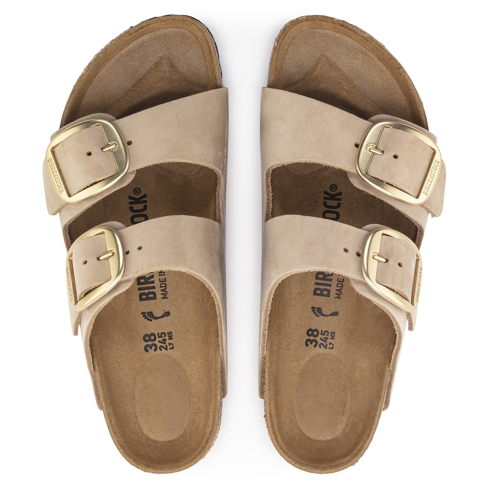 Arizona Big Buckle Nubuck Leather Sandcastle BIRKENSTOCK