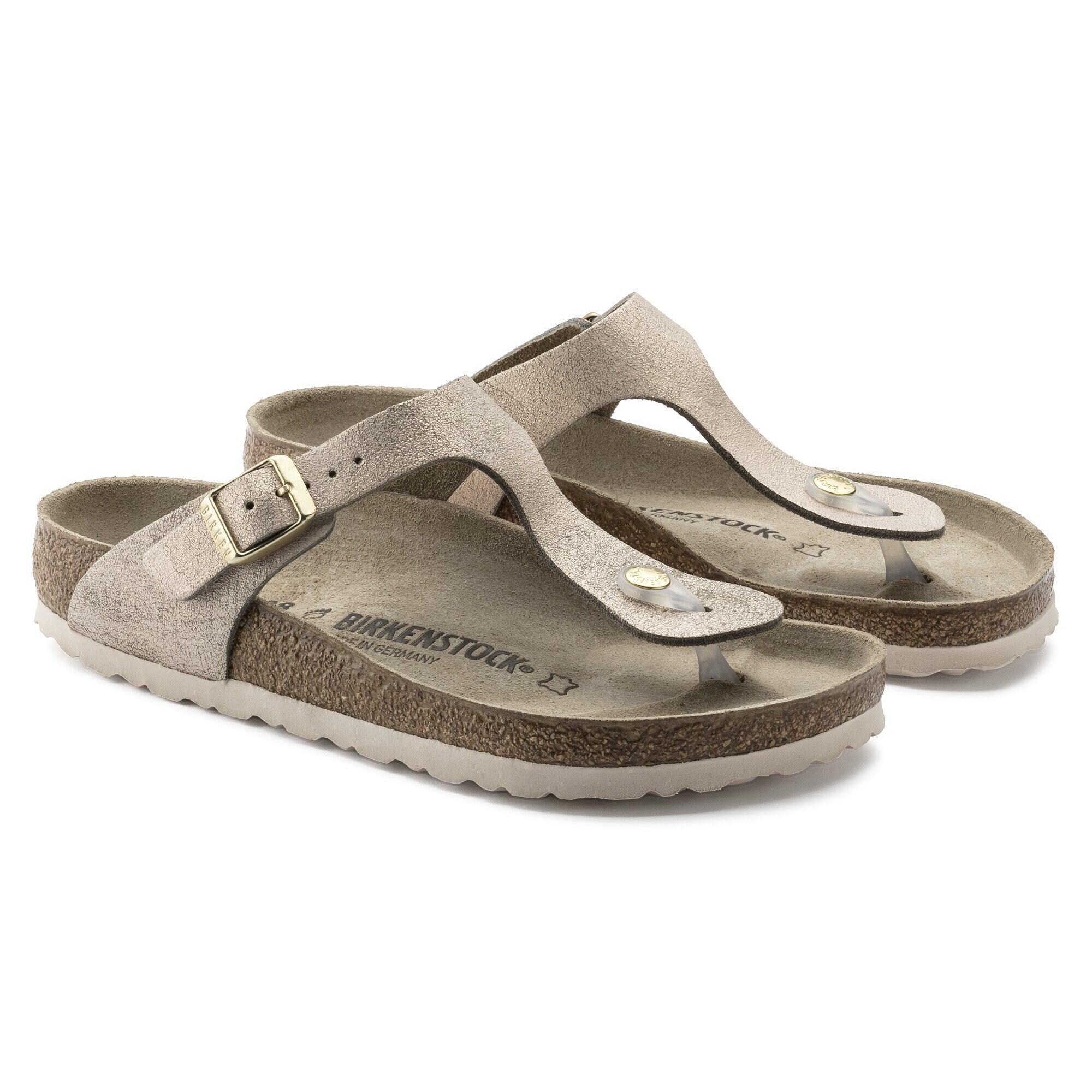 birkenstock gizeh washed metallic rose gold