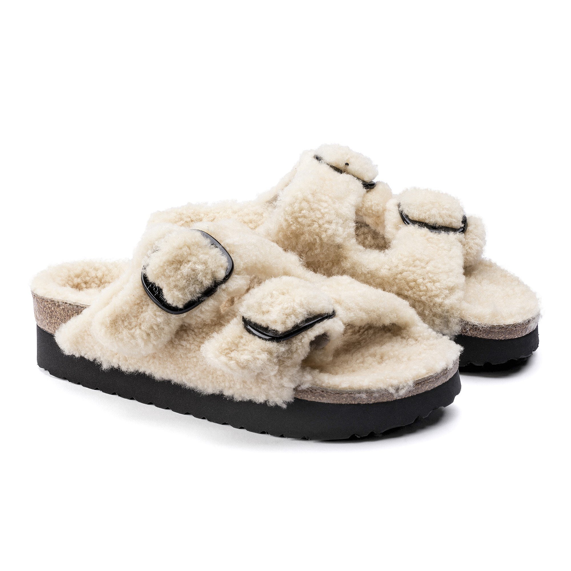 Birkenstock Off-White Arizona Big Buckle Shearling Sandals