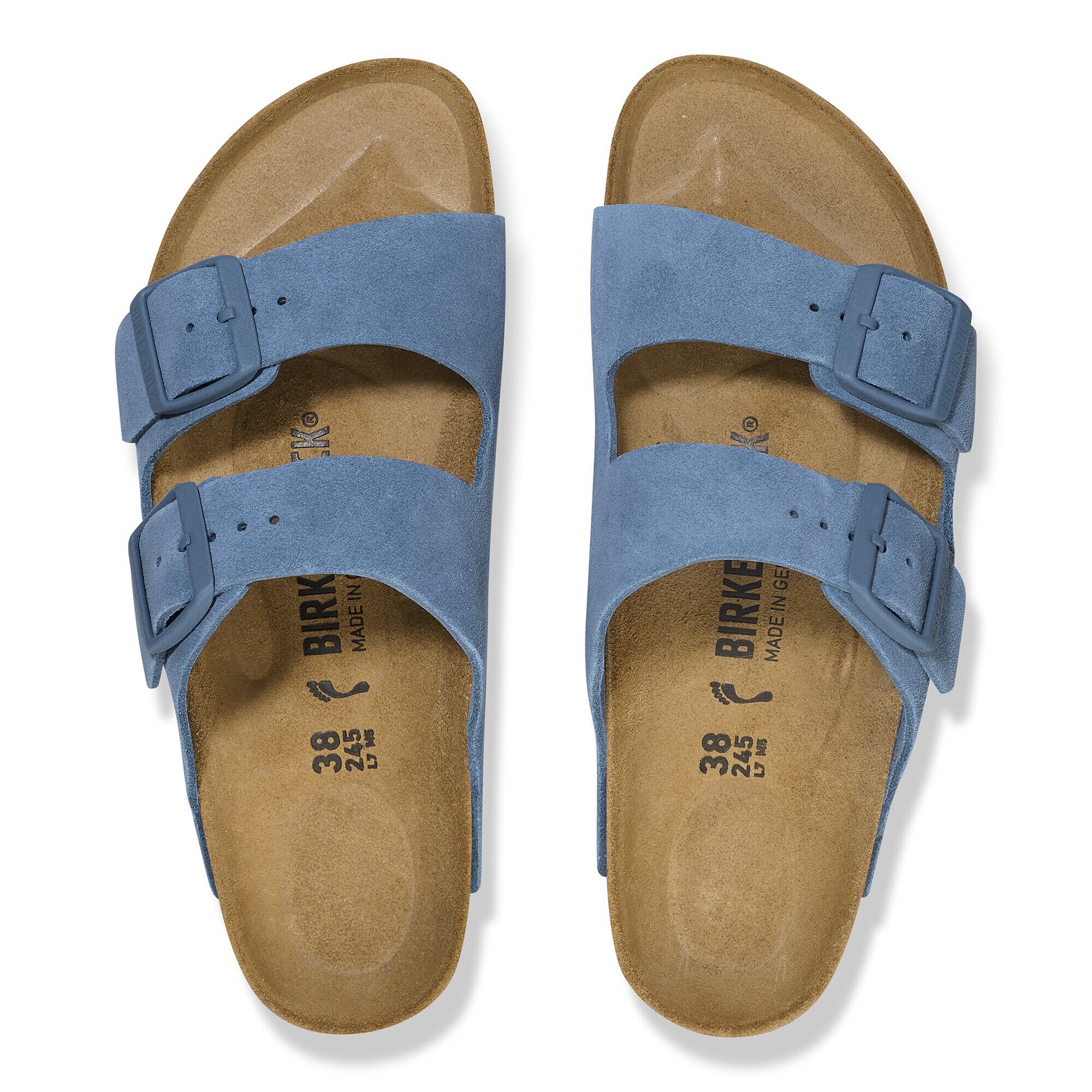 Birkenstock arizona soft footbed light blue suede on sale