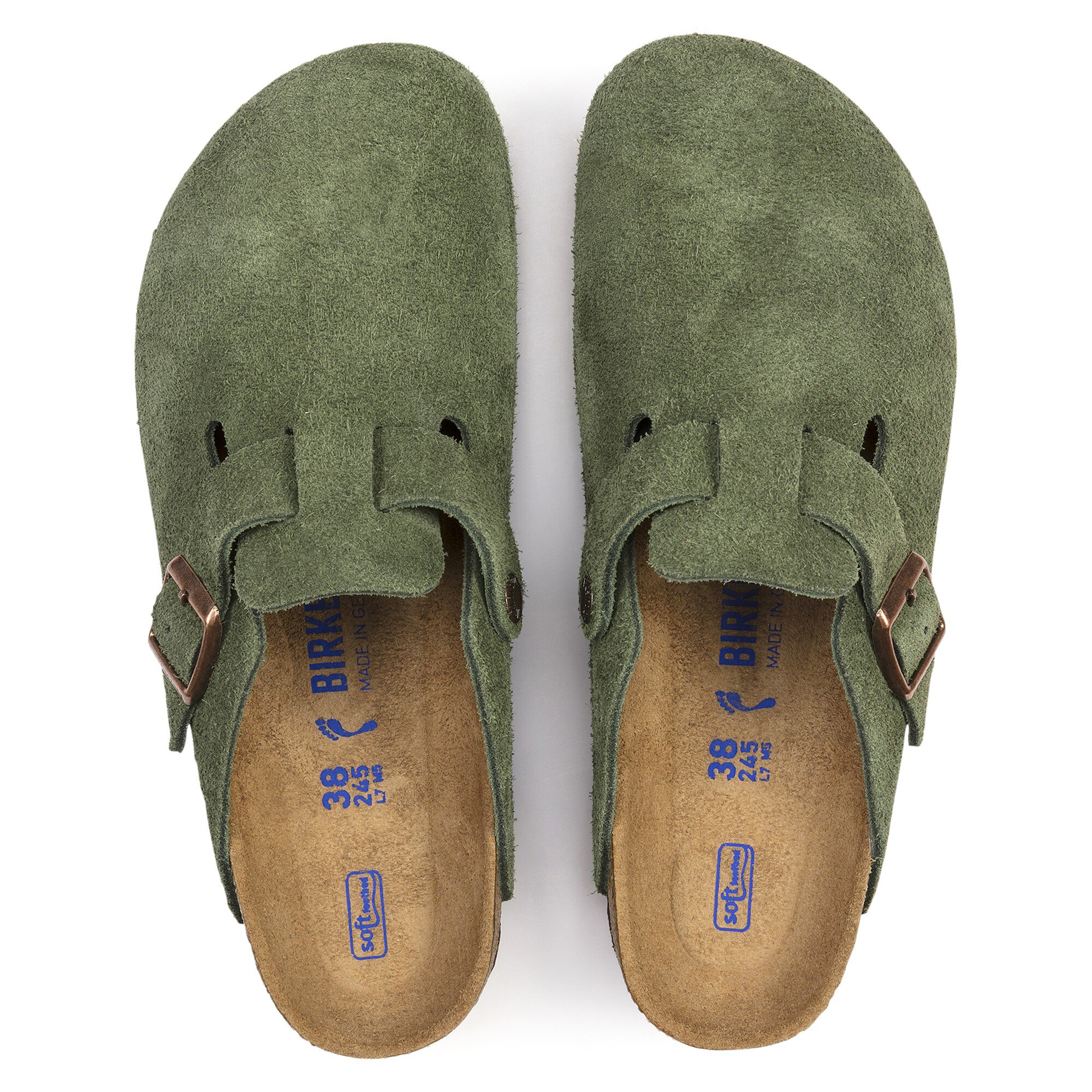 birkenstock boston green suede