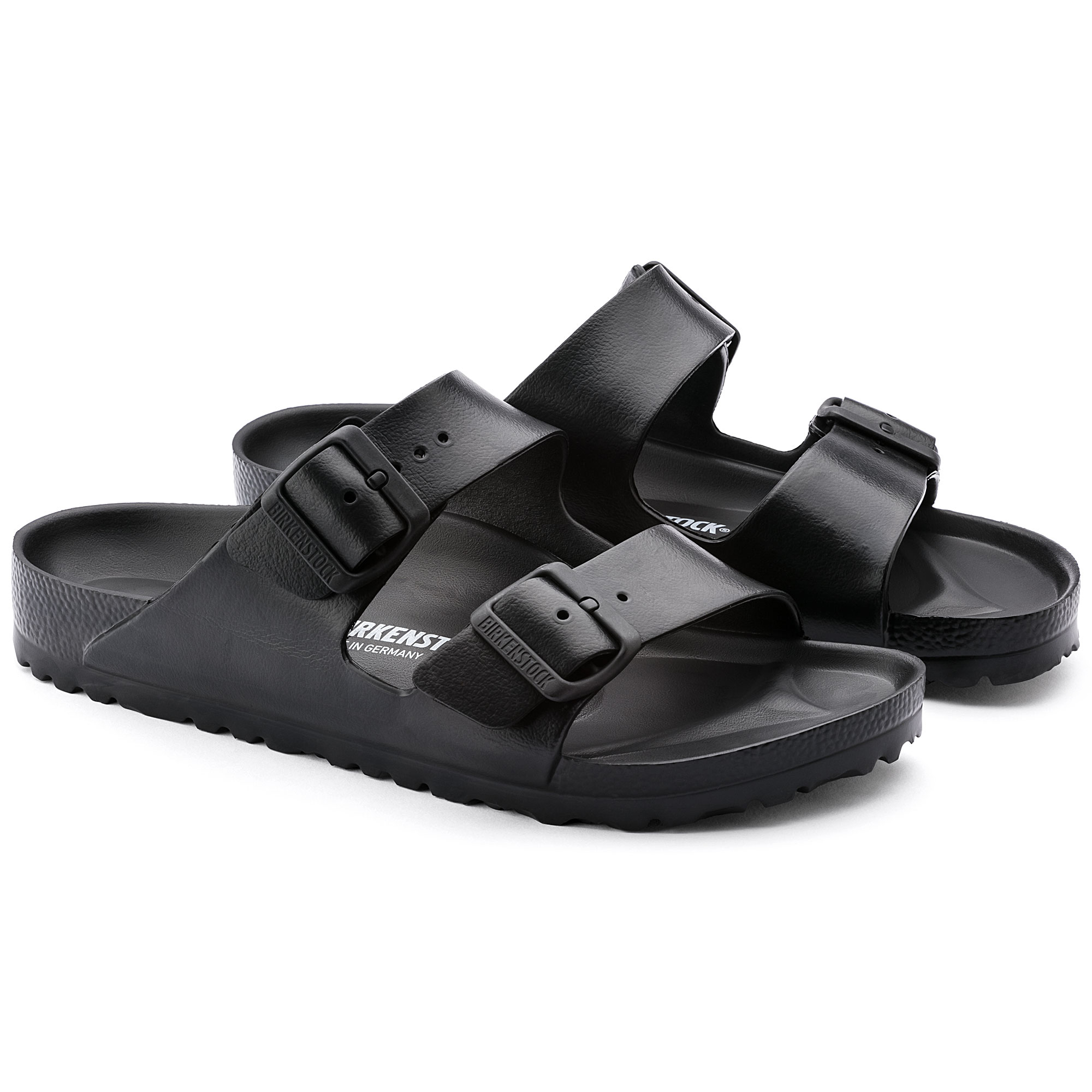 black plastic birkenstock sandals