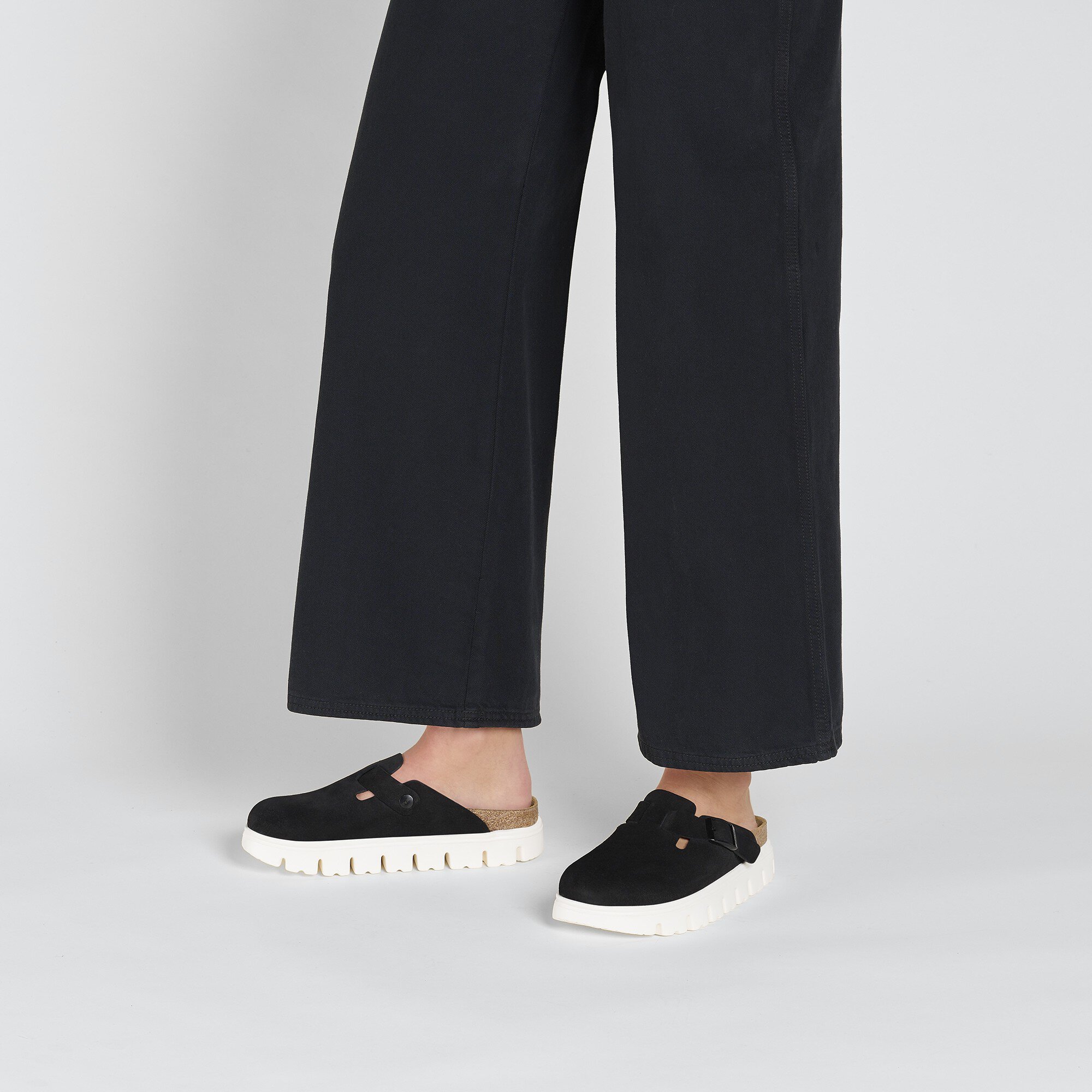 birkenstock boston chunky suede black