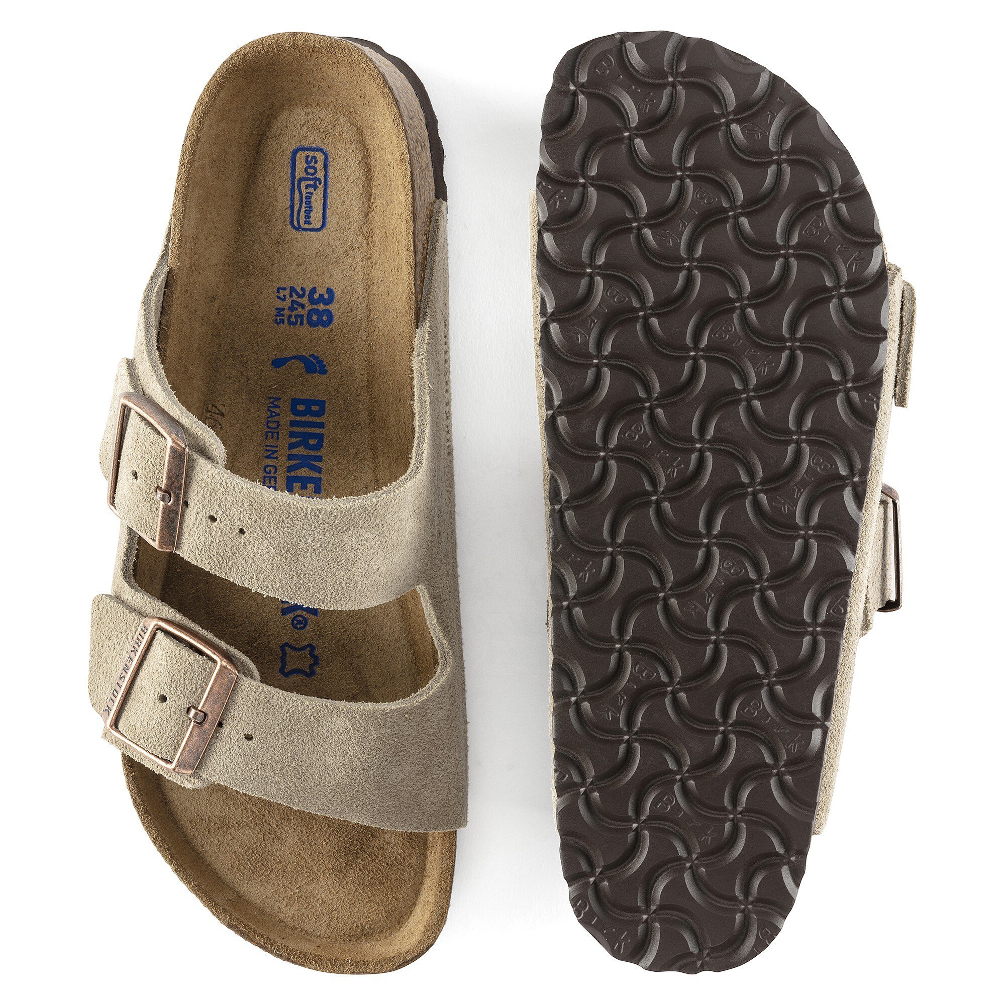 | Suede Soft Leather Arizona Footbed Taupe BIRKENSTOCK