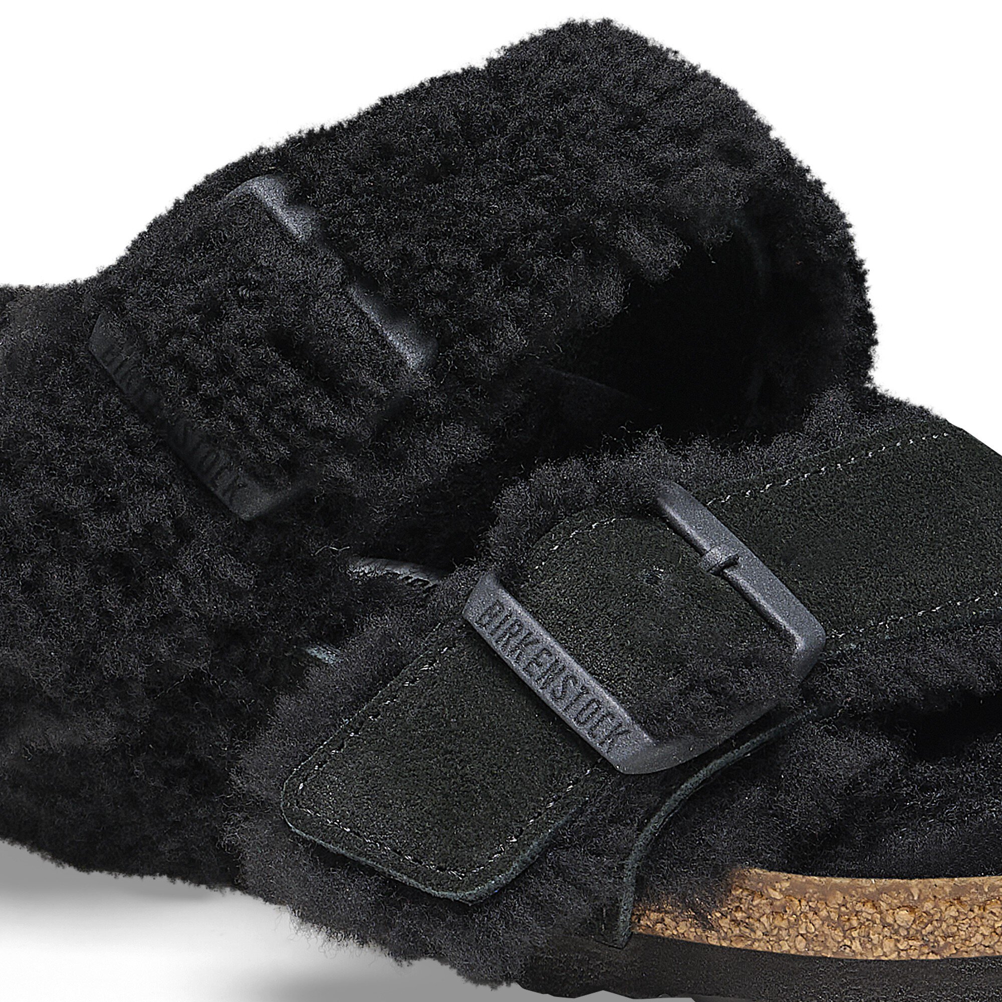 Black fluffy top birkenstocks