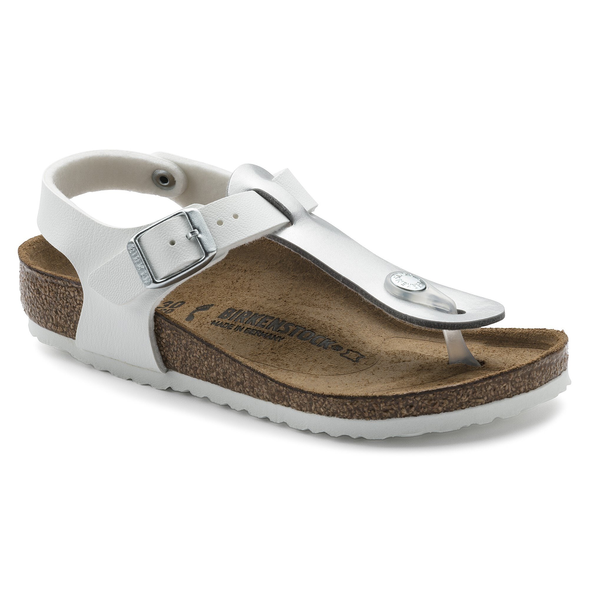 Arbitrage Celebrity Moralsk uddannelse Kairo Kids Birko-Flor Soft Metallics Silver White | BIRKENSTOCK