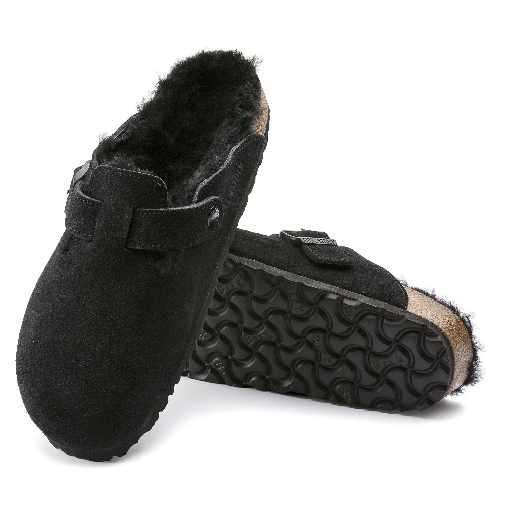 Black suede birkenstock clogs 2025