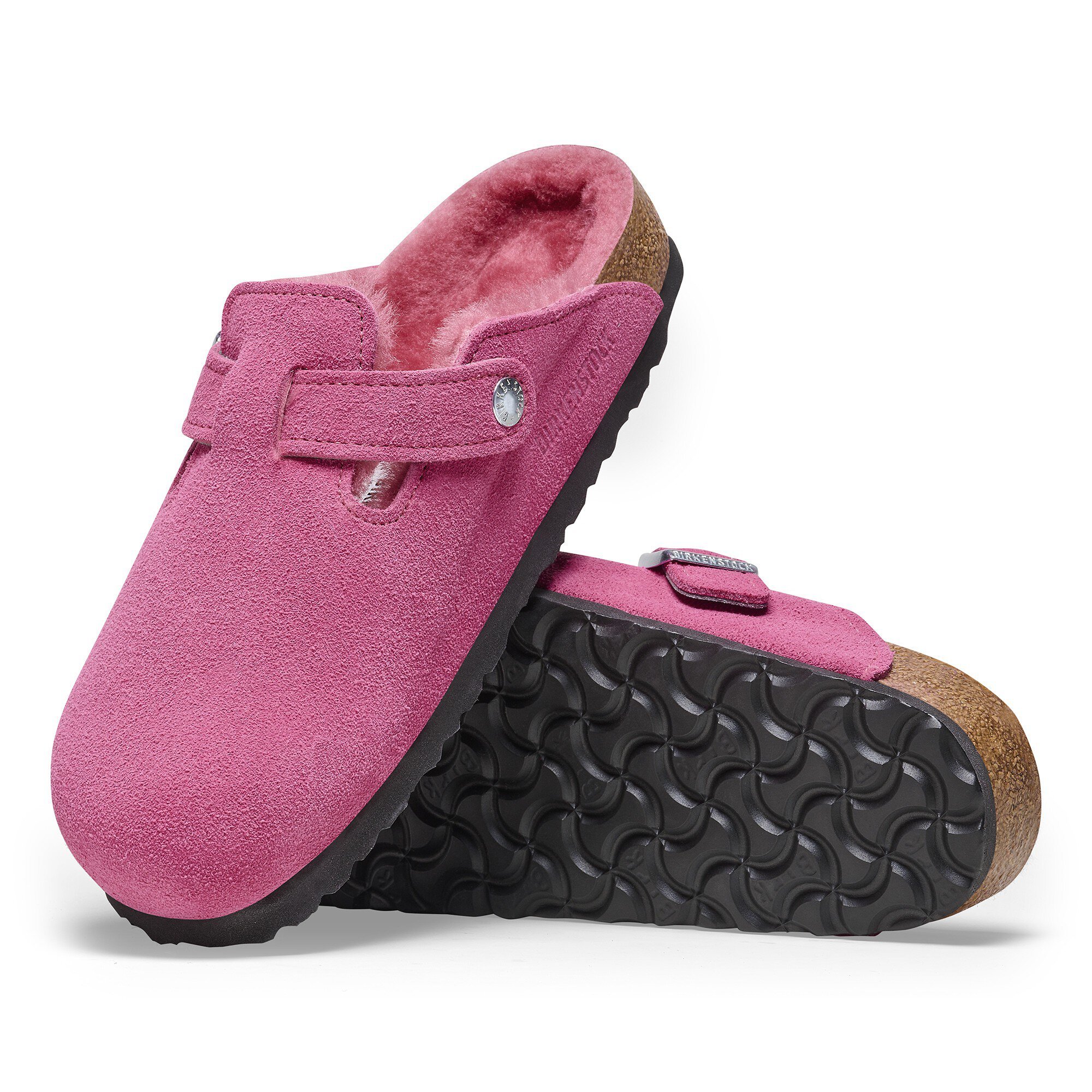 Boston Shearling Suede Leather/Shearling Fuchsia Tulip | BIRKENSTOCK