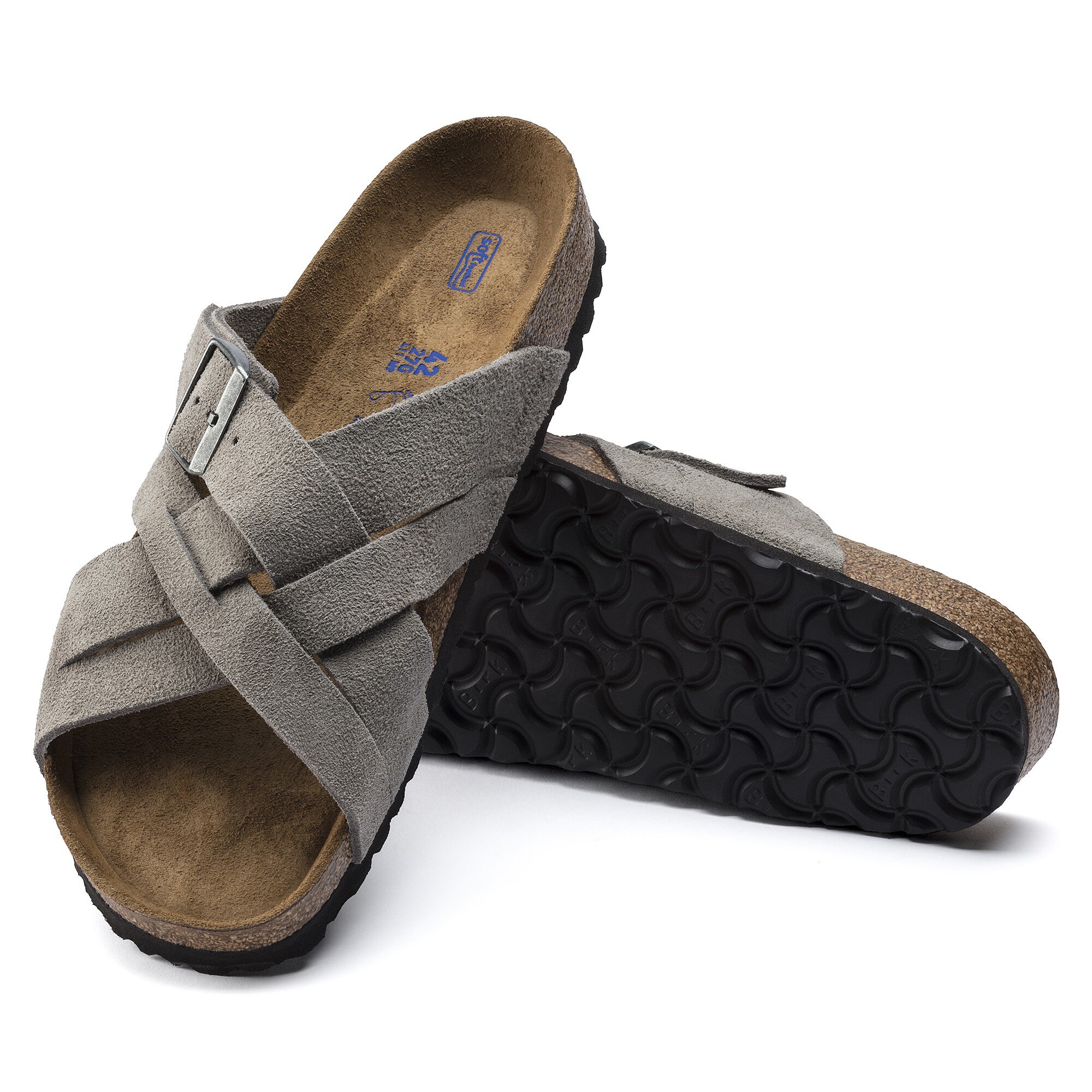 Lugano Soft Footbed Suede Leather Stone Coin | BIRKENSTOCK