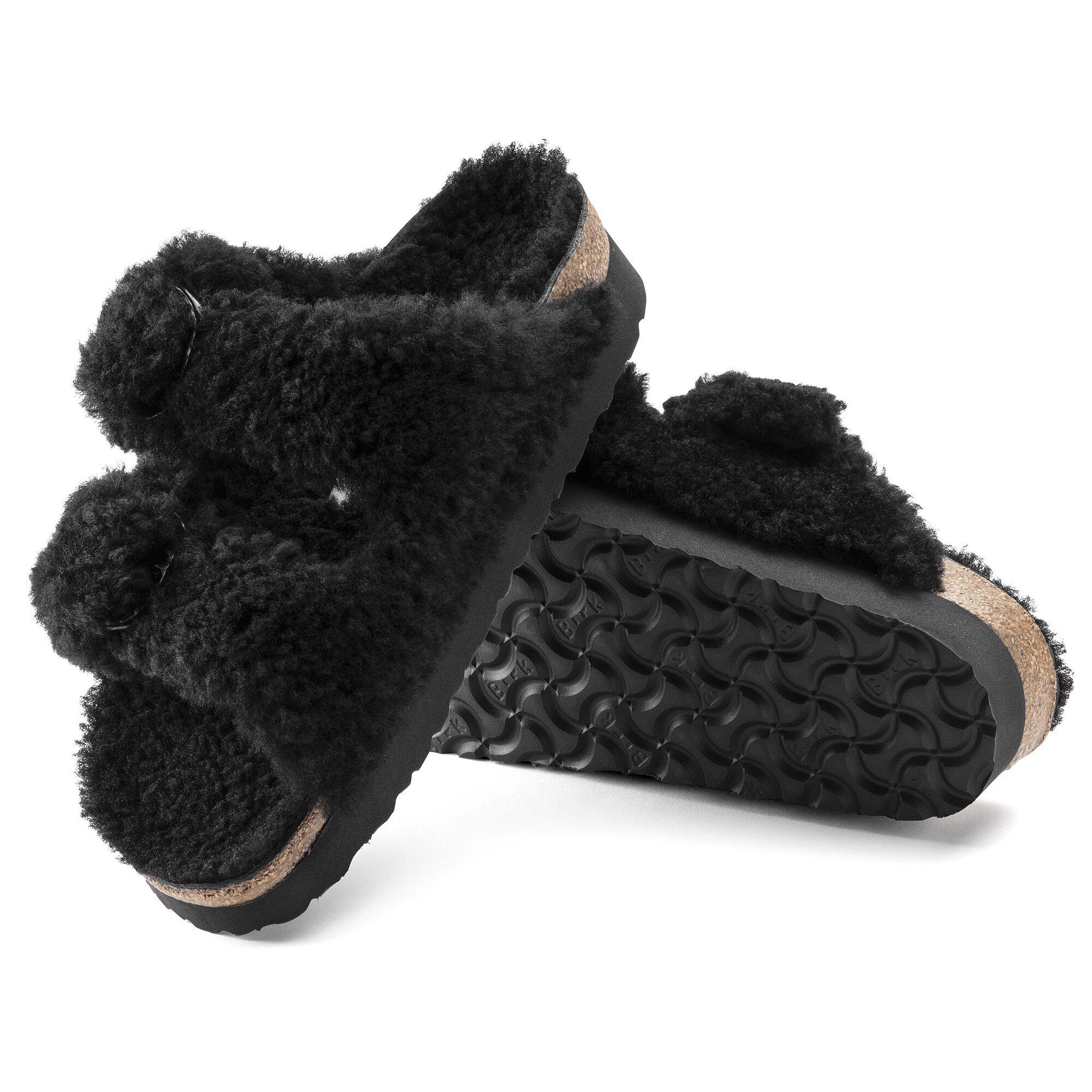 Birkenstock Arizona Big Buckle Shearling Sandals - Black