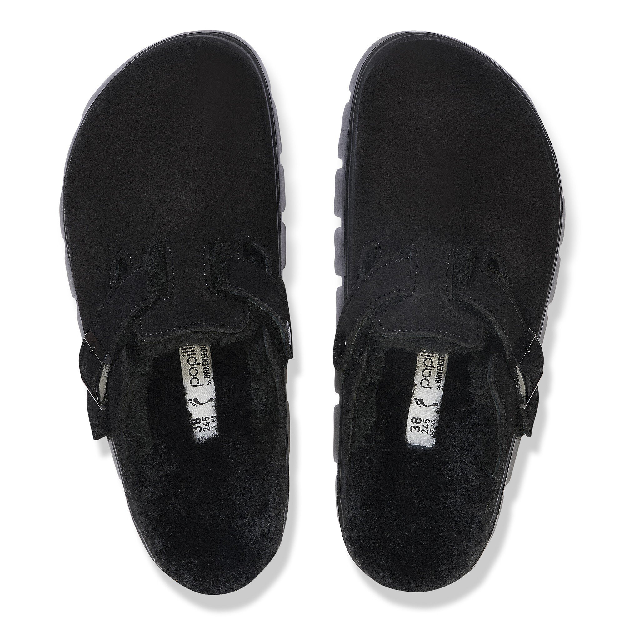 美品　BIRKENSTOCK BOSTON VL/Shearling 黒　38 Boston Shearling Suede Leather Black | BIRKENSTOCK