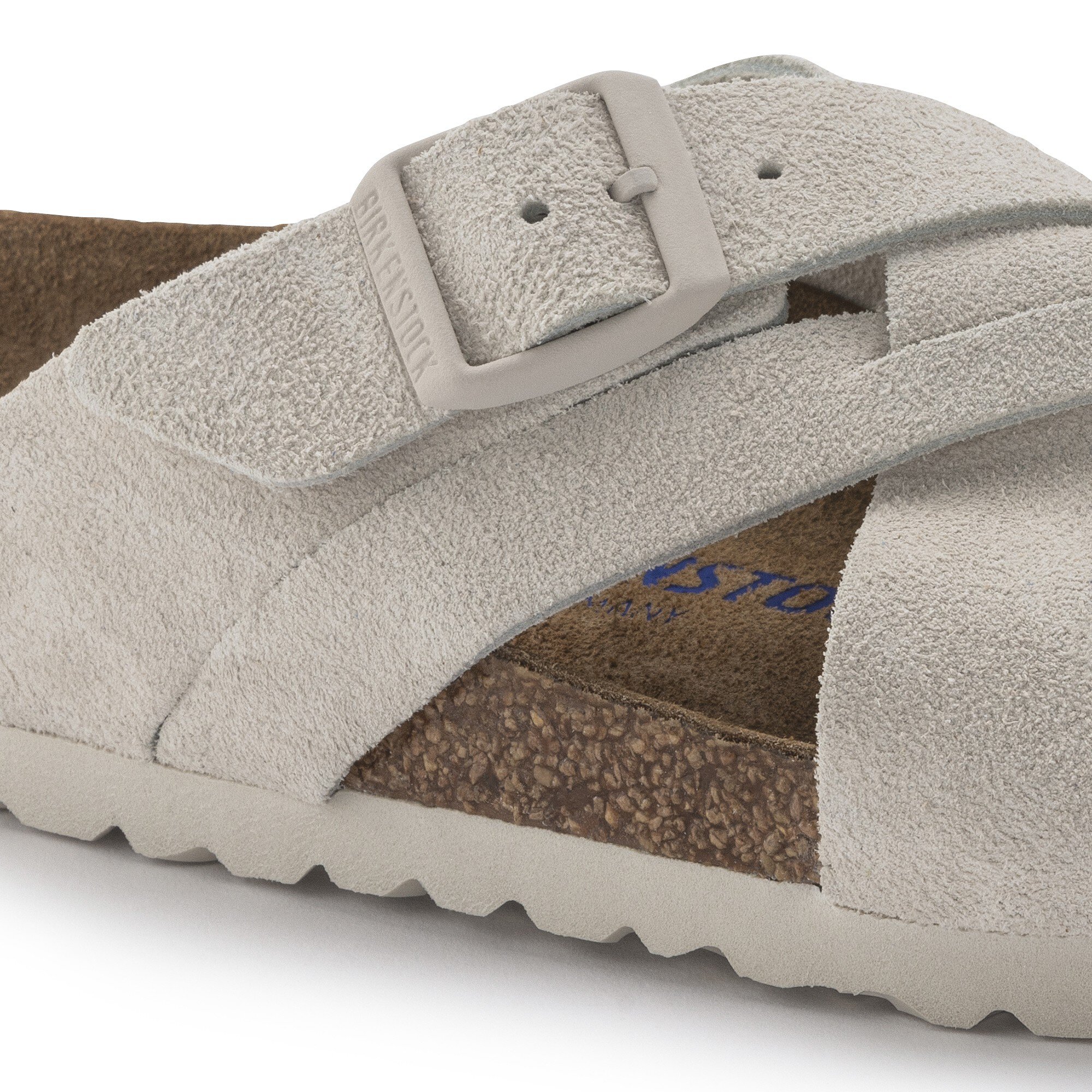 Lugano Soft Footbed Suede Leather Antique White | BIRKENSTOCK