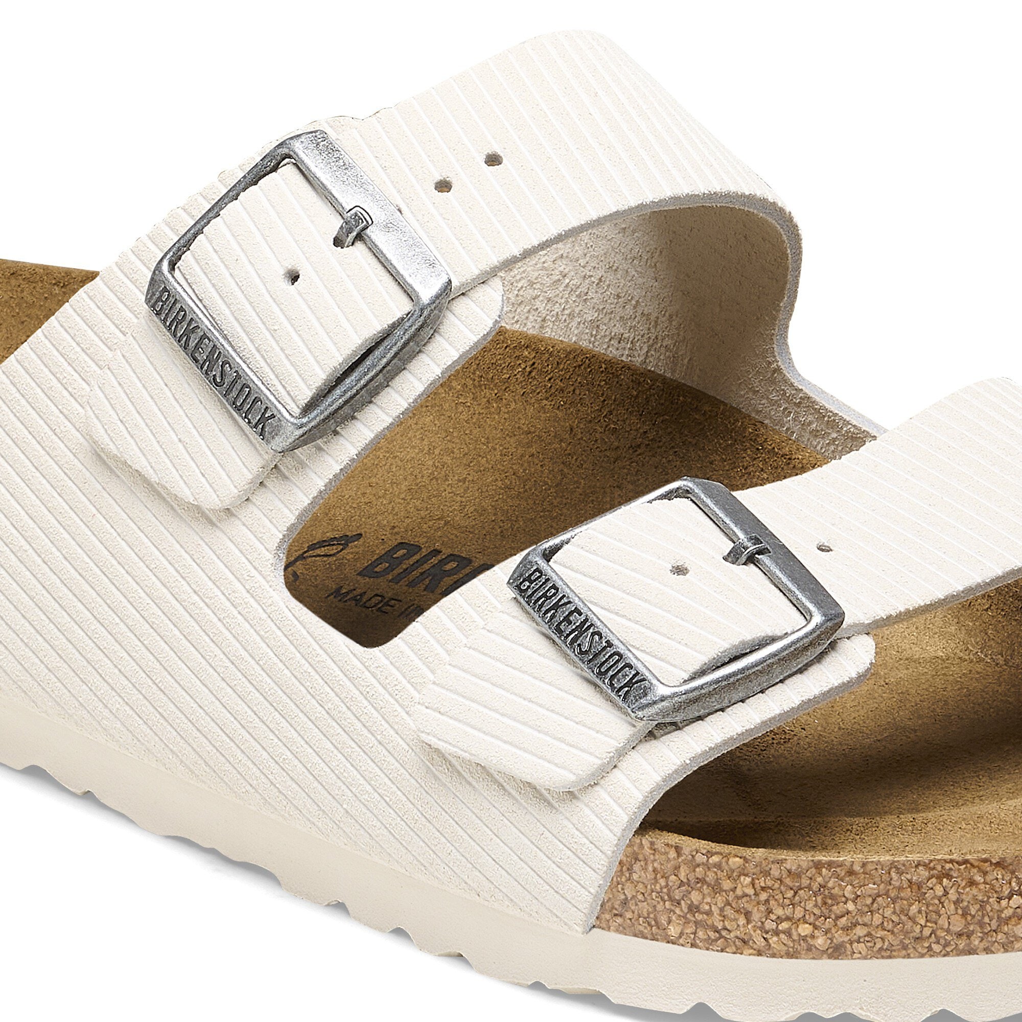 BIRKENSTOCK | Corduroy Arizona Antique Veloursleder Geprägt White