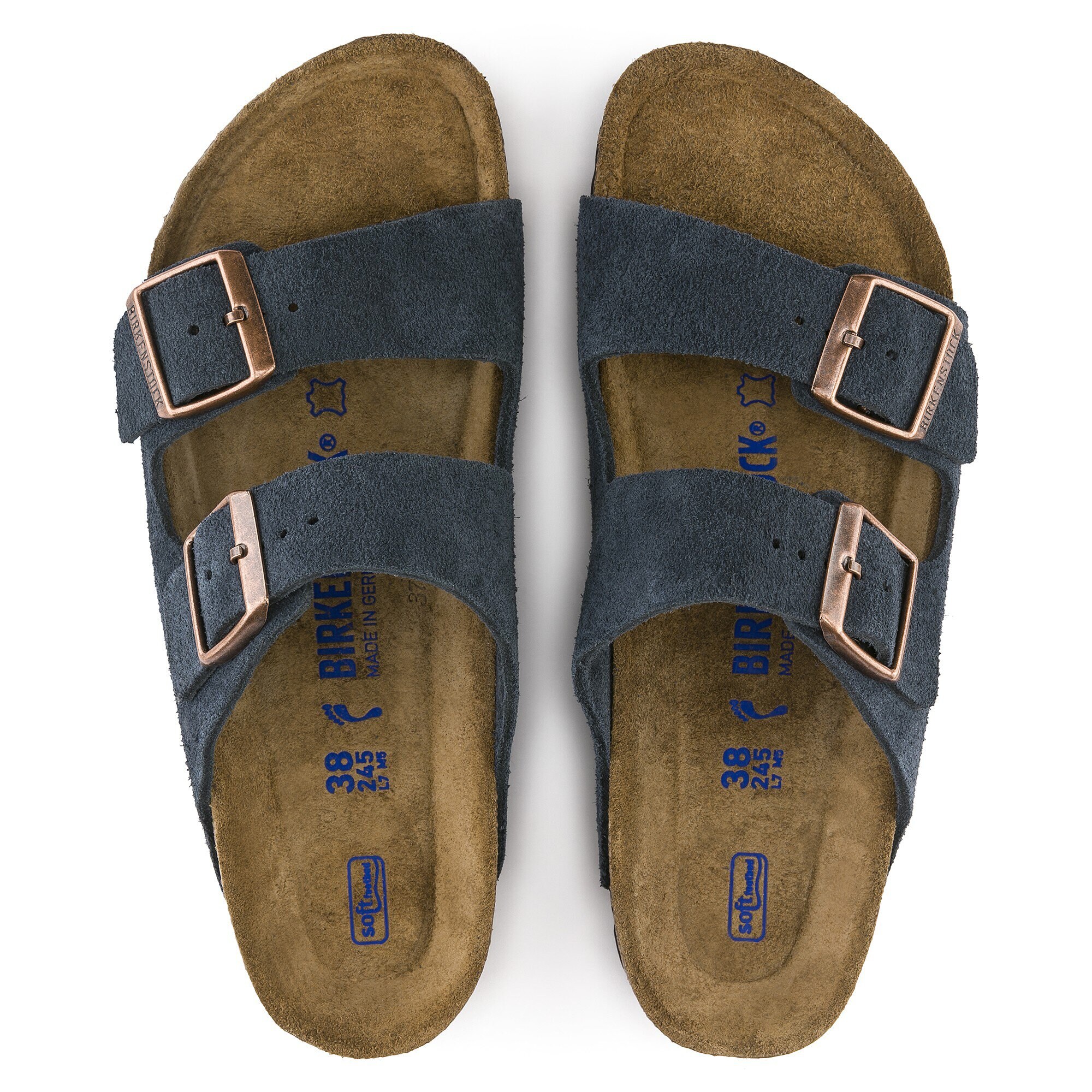 navy suede birkenstocks