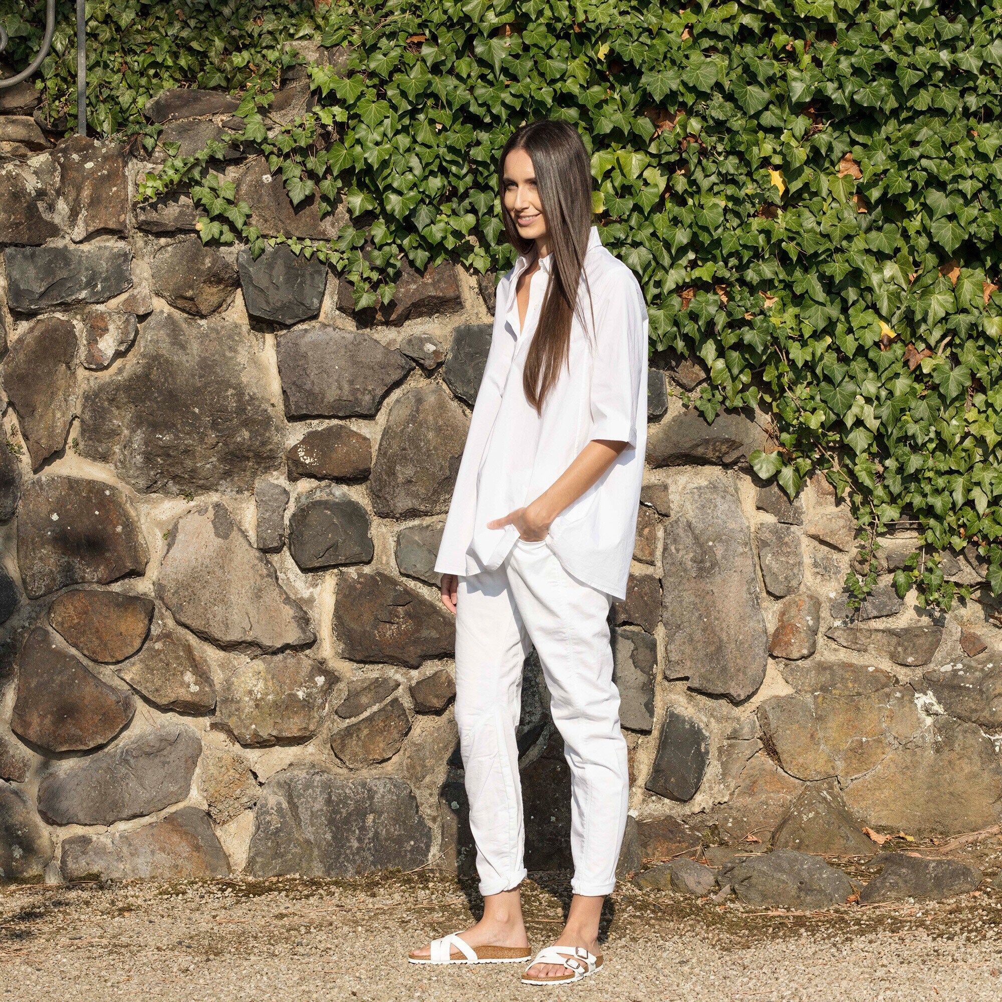 birkenstock yao sandals white