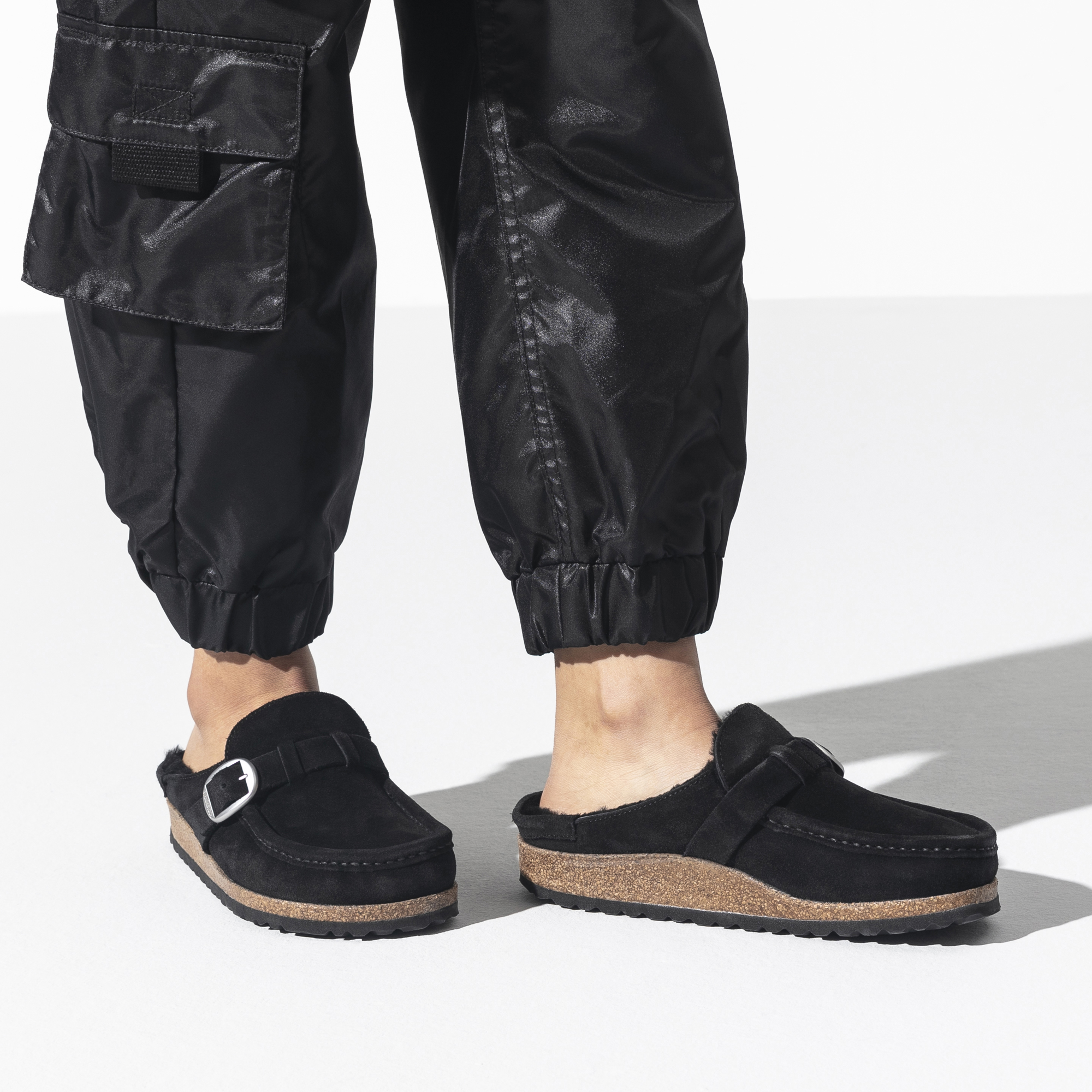 Buckley Suede Leather Shearling Black 