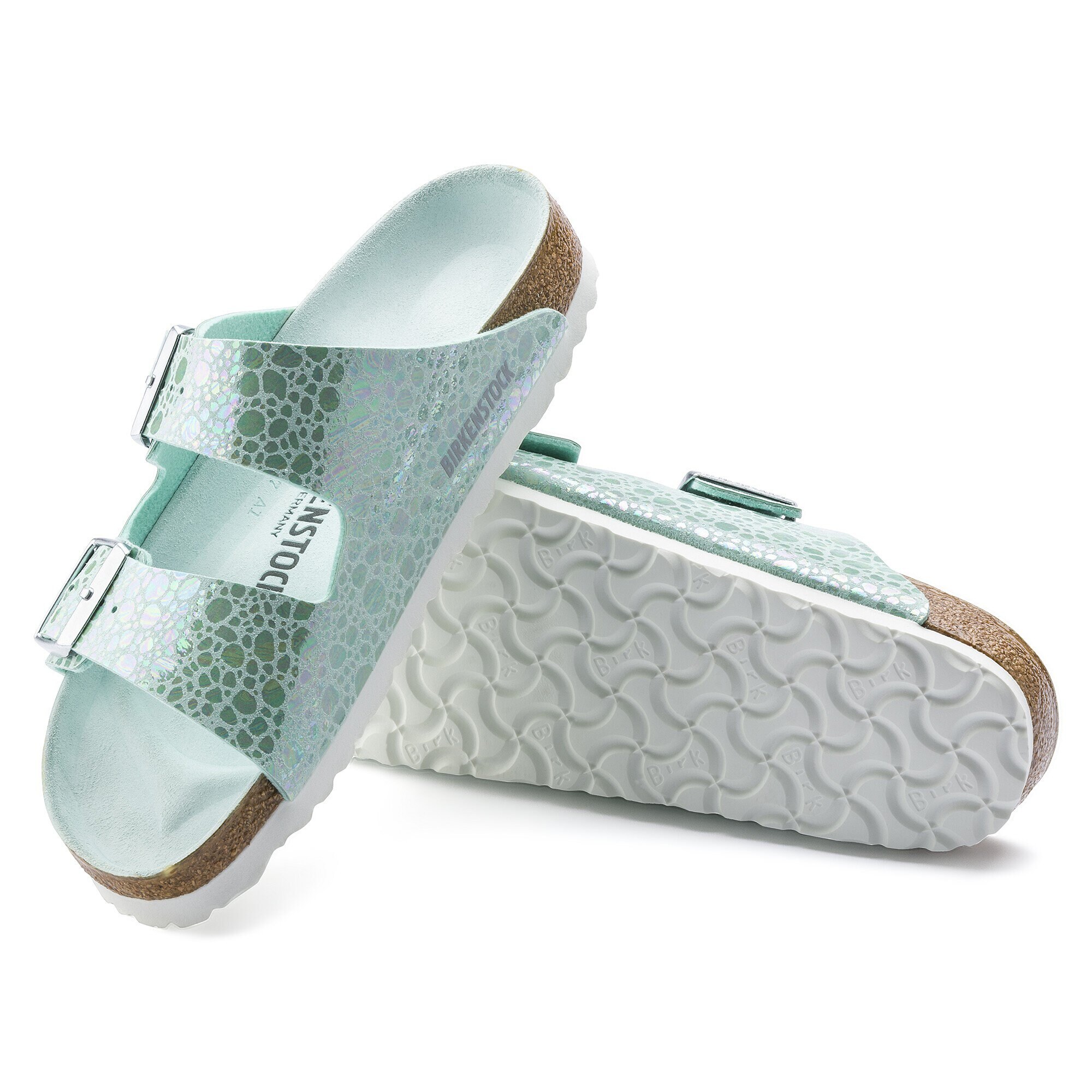 birkenstock arizona metallic stones aqua