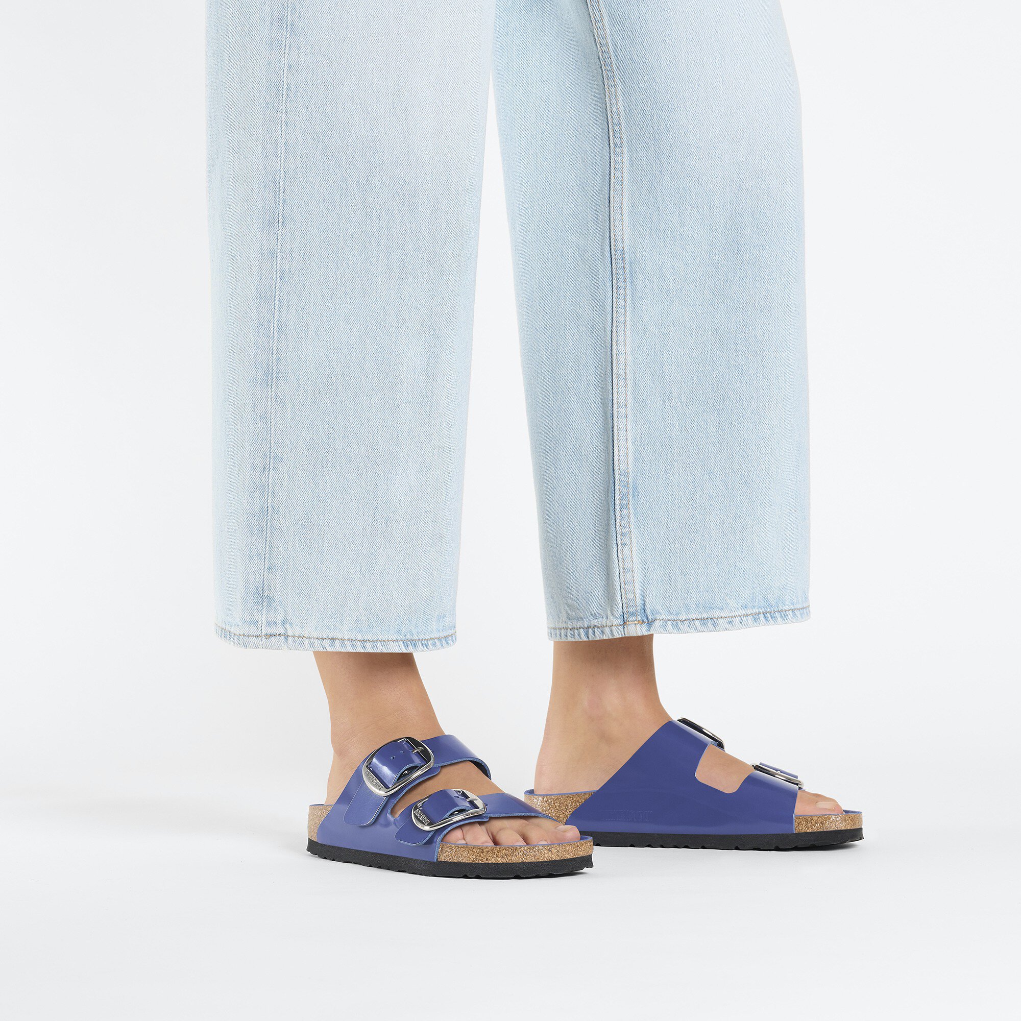 Arizona Big Buckle Natural Leather Patent High Shine Cobalt BIRKENSTOCK