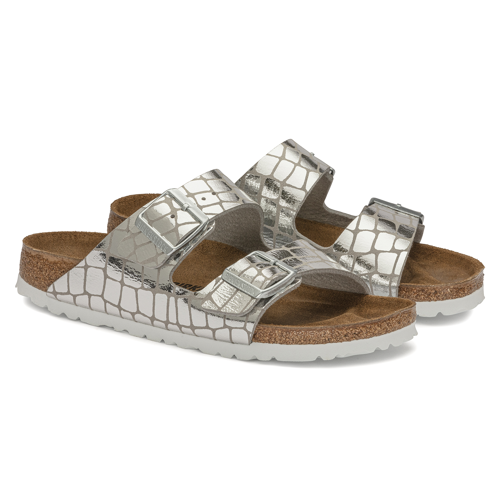 Birkenstock Arizona Gator Gleam Two-Strap Comfort Sandal - Metallic - 7/7.5