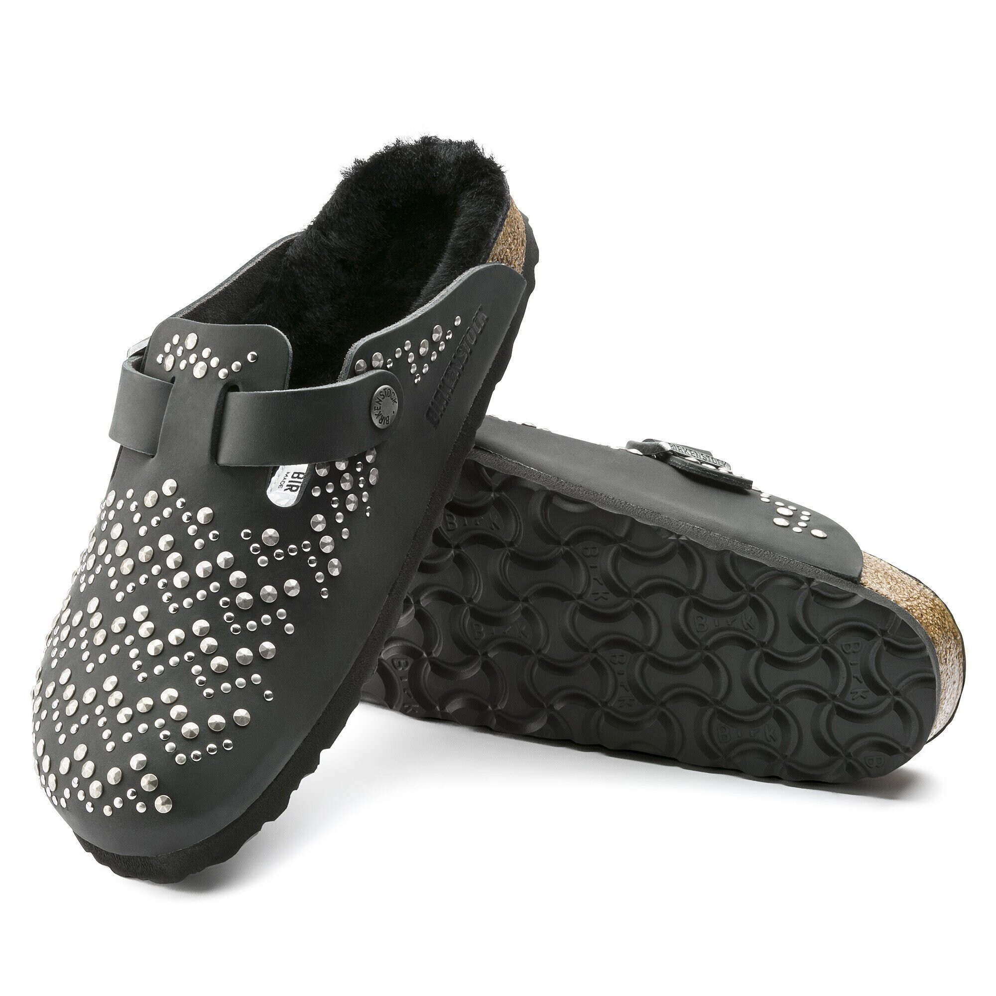 Boston Oiled Nubuck Leather Rivets Black
