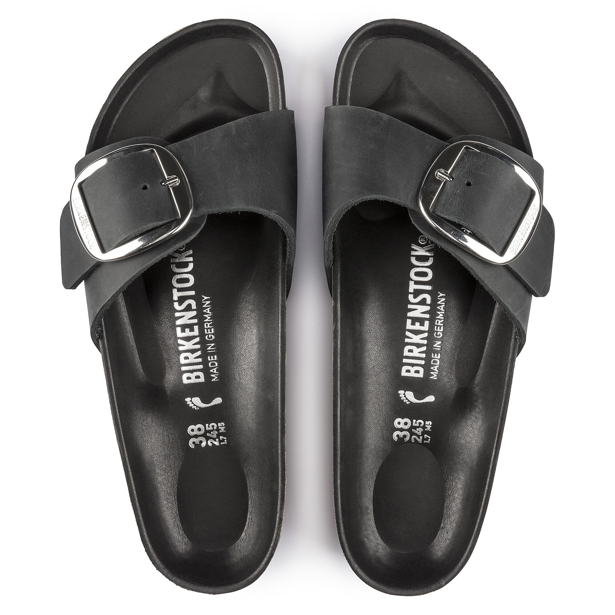 patologisk Lager lag Madrid Big Buckle Oiled Leather Black | BIRKENSTOCK